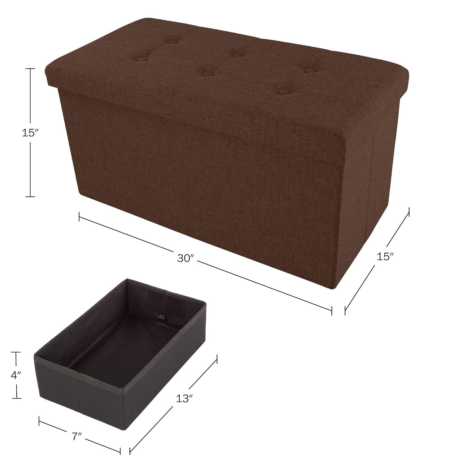 Lavish Home Ottoman Set of 2 - Ottoman Foot Rest, Linen Chest, or Storage Bench Set - 30in Ottomans for Living Room, Bedroom, Dorm Storage (Brown)