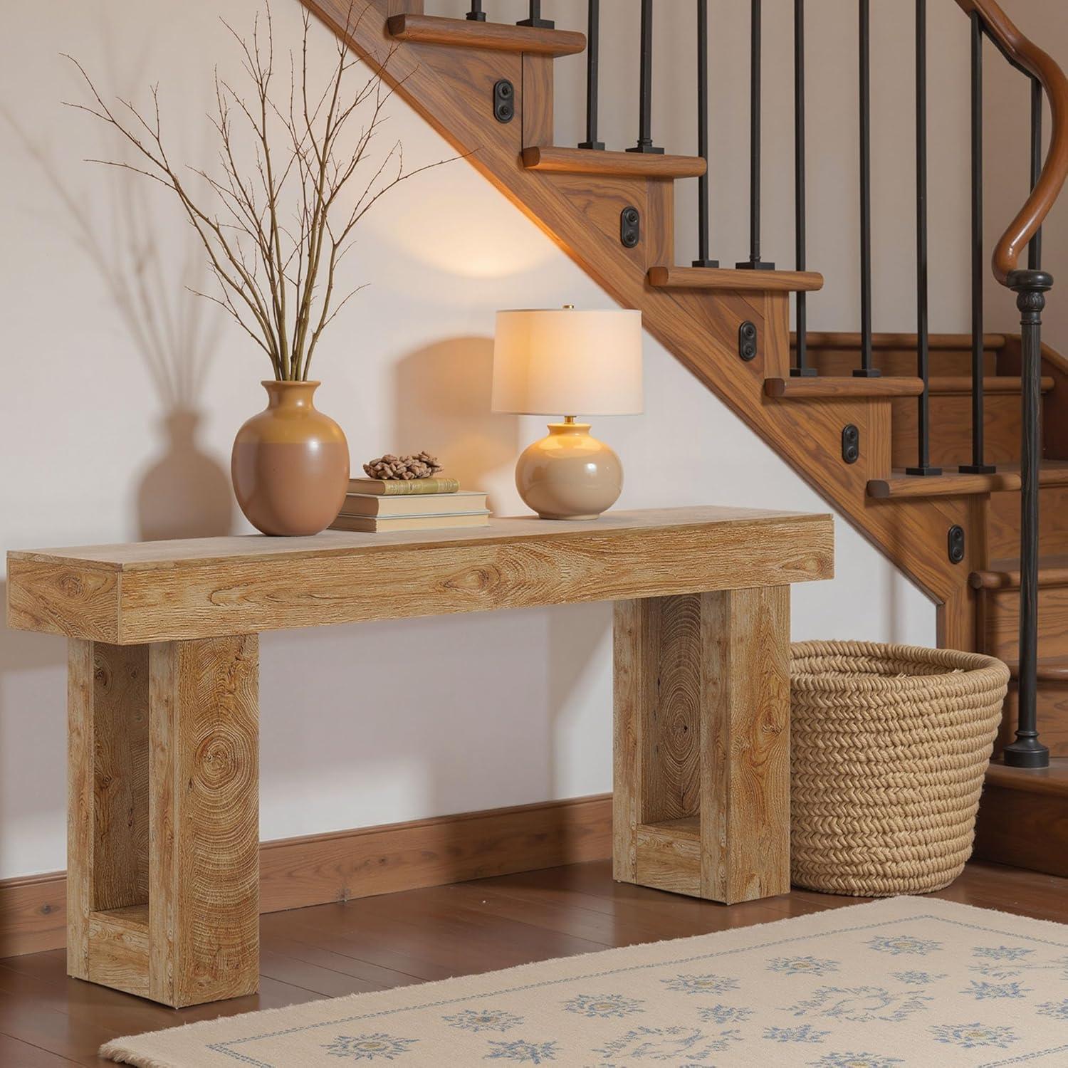 GIODIR 63 Inch Long Console Table, Rustic Wooden Sofa Table Behind Couch, Farmhouse Entryway Table, Industrial Accent Furniture For Entrance, Foyer, Hallway, Living Room