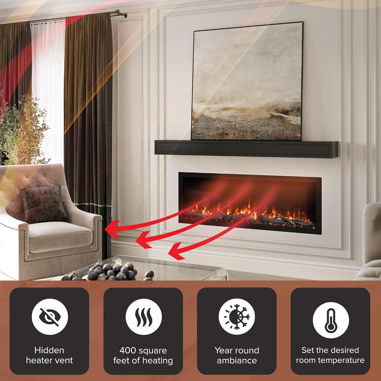 Modern Ember Highmark Linear Electric Fireplace with Alexa and Google Assistant Smart Features