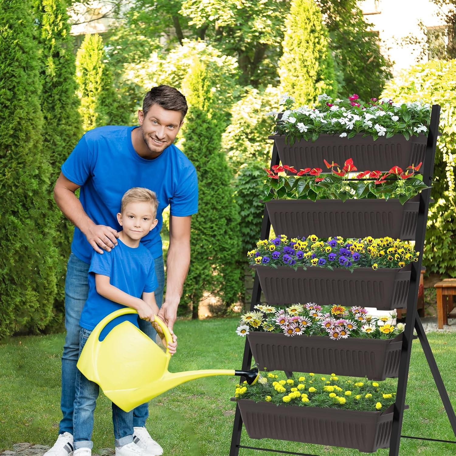 G TALECO GEAR Vertical Garden Planter, Vertical Raised Garden Bed Planter Box with 5 Container Boxes, Grow Your Herb Vegetables Flowers Indoor and Outdoor (5-Tier)