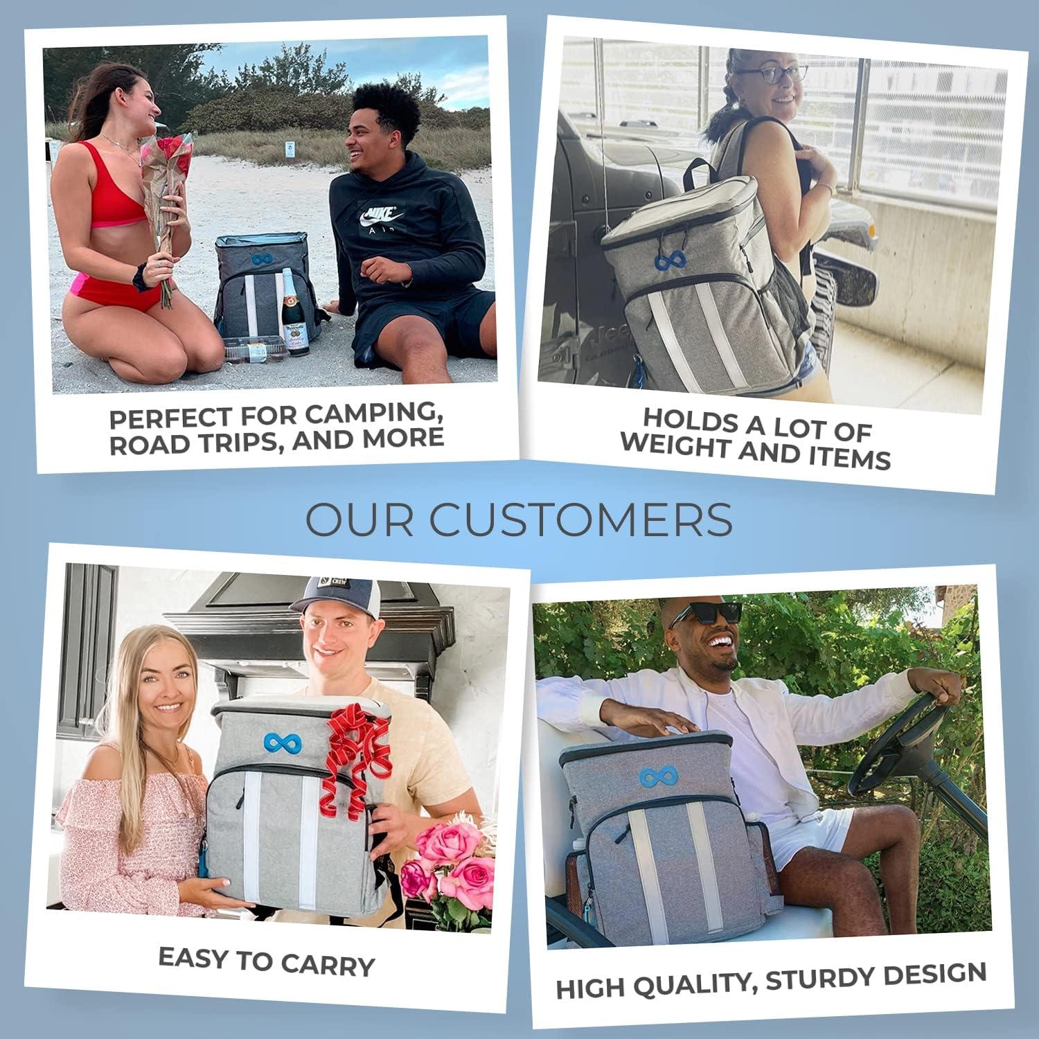 Everlasting Comfort Insulated Cooler Backpack Leak Proof Thermal Bag Picnic Backpack, Gray