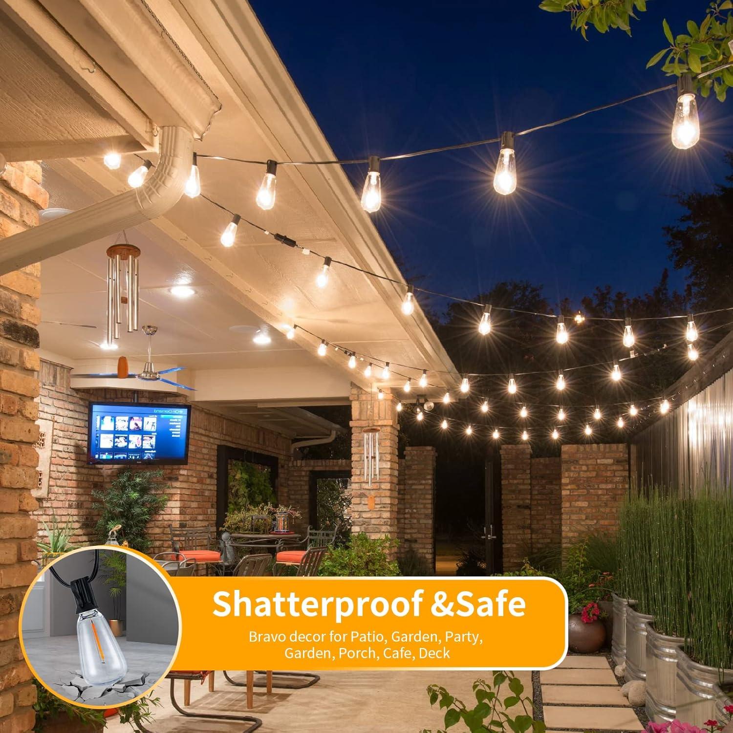 Arlmont & Co. Arlmont & Co. LED Outdoor String Lights 100FT Patio Lights With 52 Shatterproof ST38 Vintage Edison Bulbs