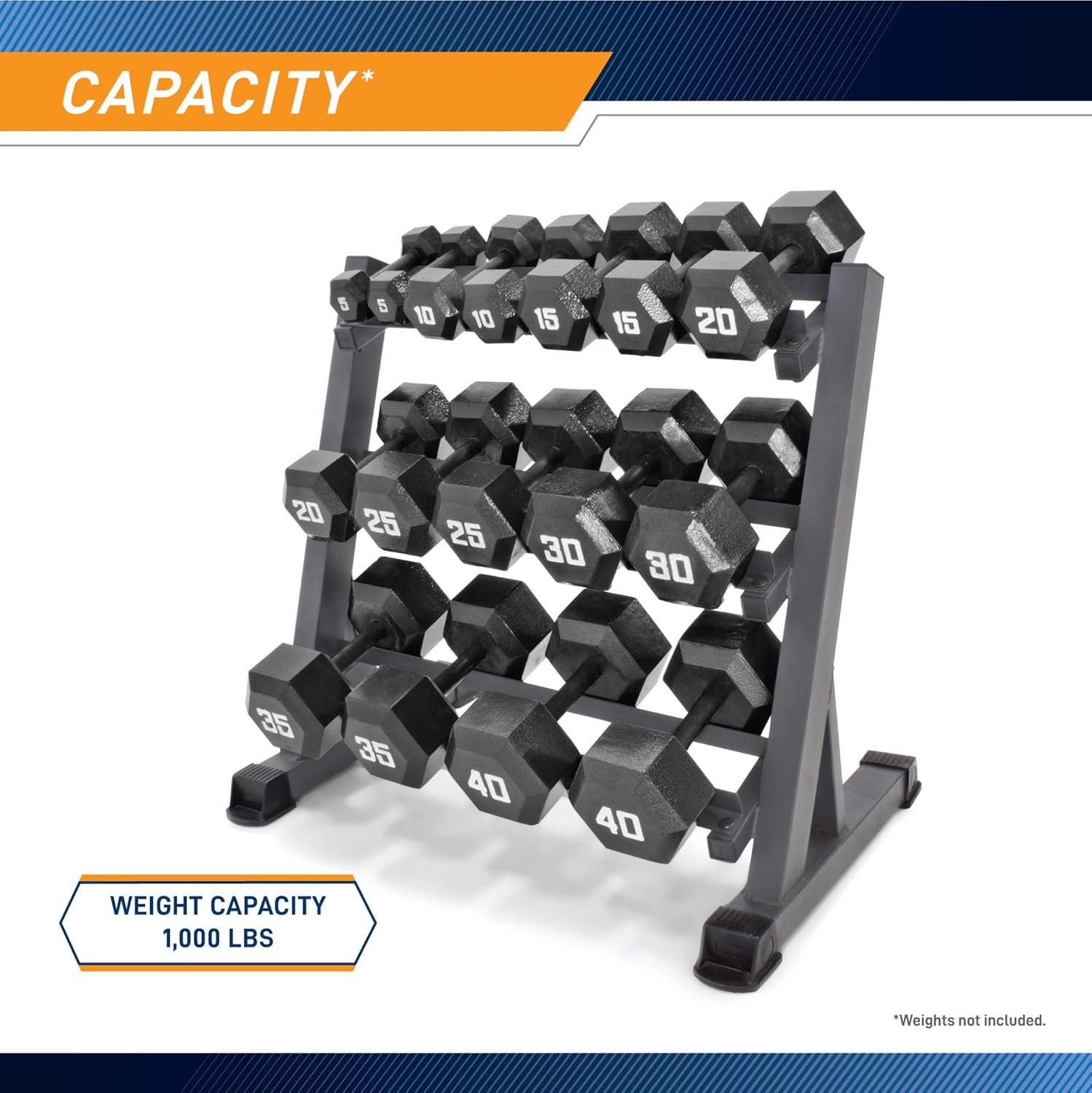 Marcy Deluxe Three Tier Metal Home Workout Gym Dumbbell Weight Rack | DBR86