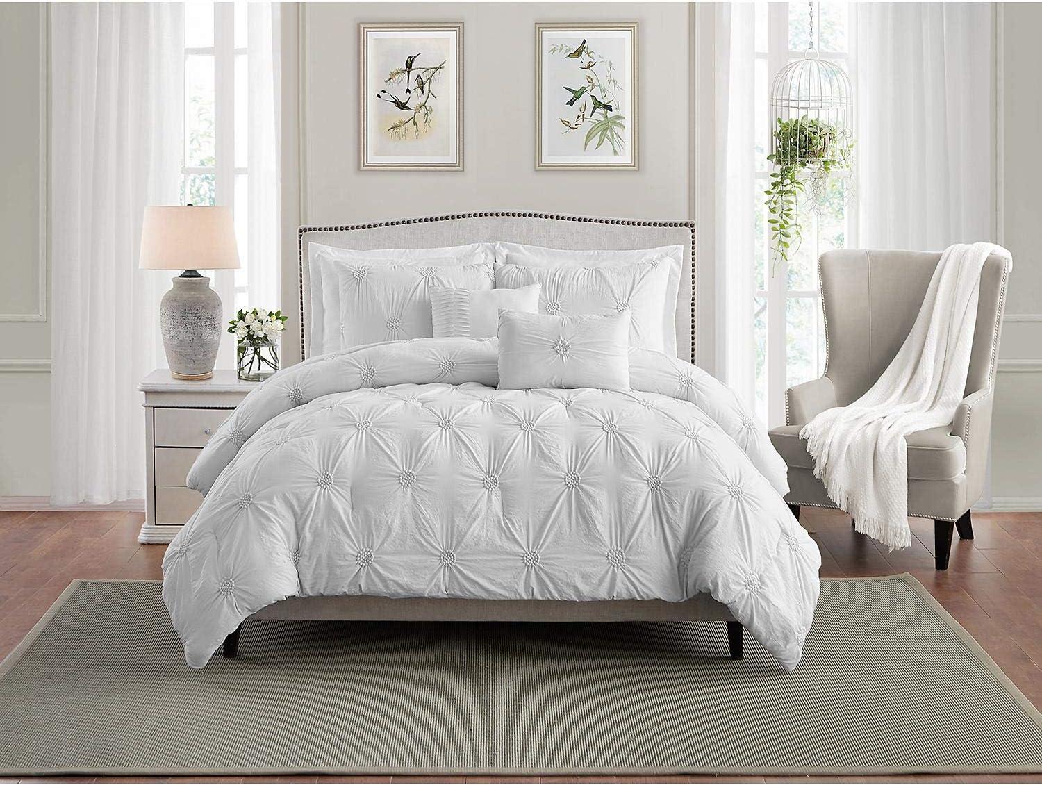 Supreme Microfiber Floral Pintuck Microfiber 3-Piece Comforter Set