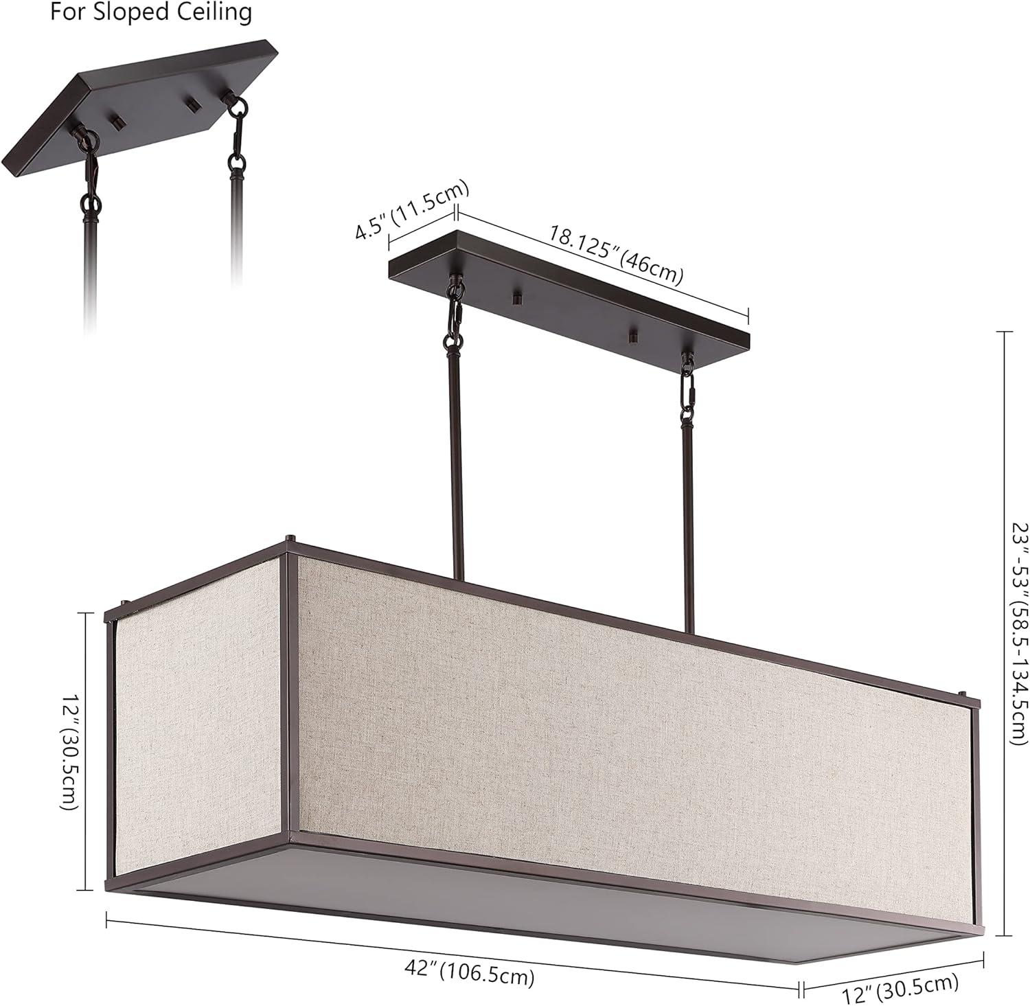 Cole 42" Oil Rubbed Bronze Linen LED Pendant Light