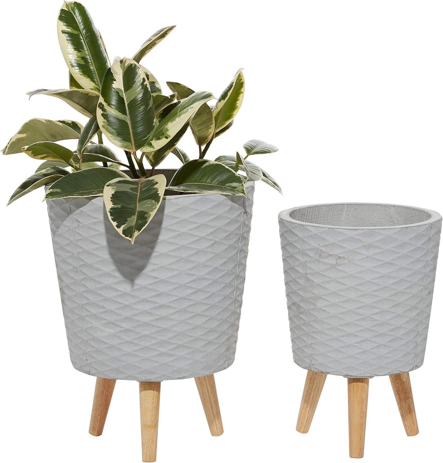 Zimlay Grey Polystone Contemporary Outdoor Planter Set