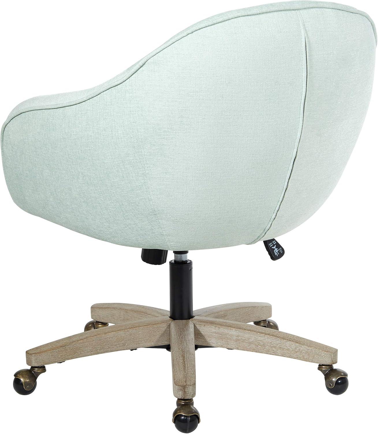 Nora Office Chair in Mint Blue Fabric with Gray Brush Wood Base KD