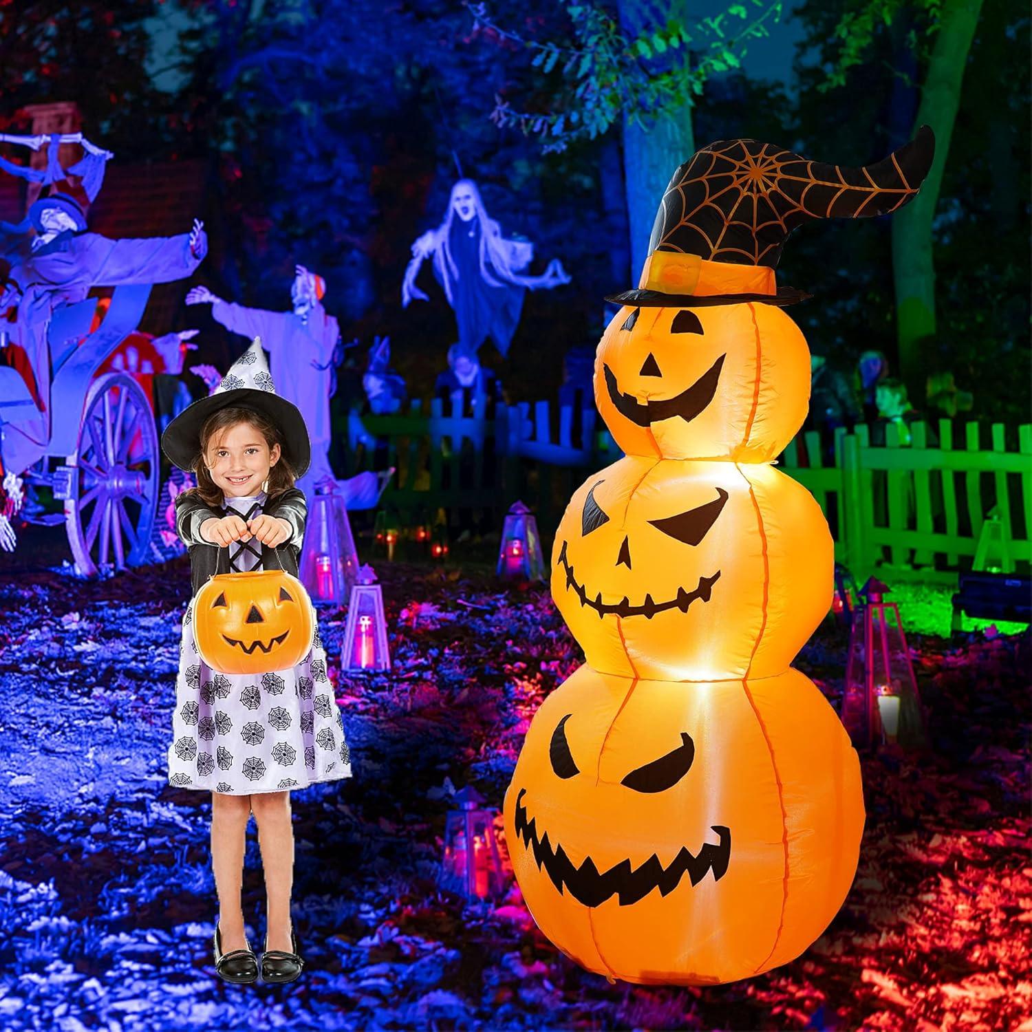 5 FT Halloween Inflatable Stacked Pumpkins with LED Lights