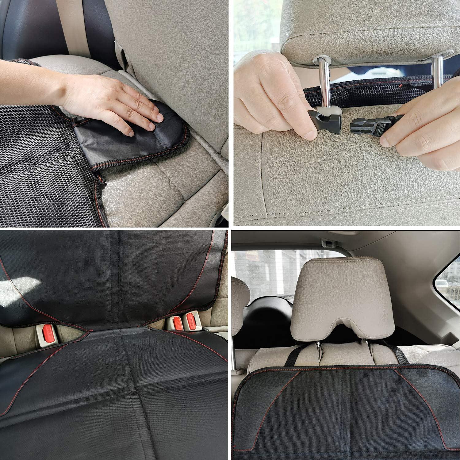 MORROLS Car Seat Protector, 1 Pack Seat Protector Carseat with Thickest Padding, Baby/Pets Car Seat Protector for Child Car Seat-Mesh Pockets-Waterproof-Universal Size(Black)