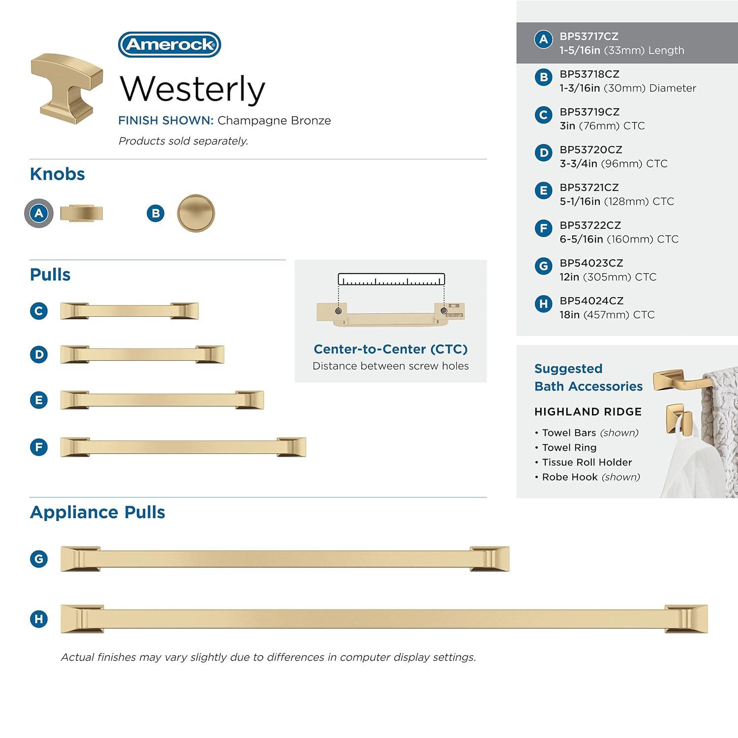 Amerock Westerly 1 1/16" Length Bar Knob
