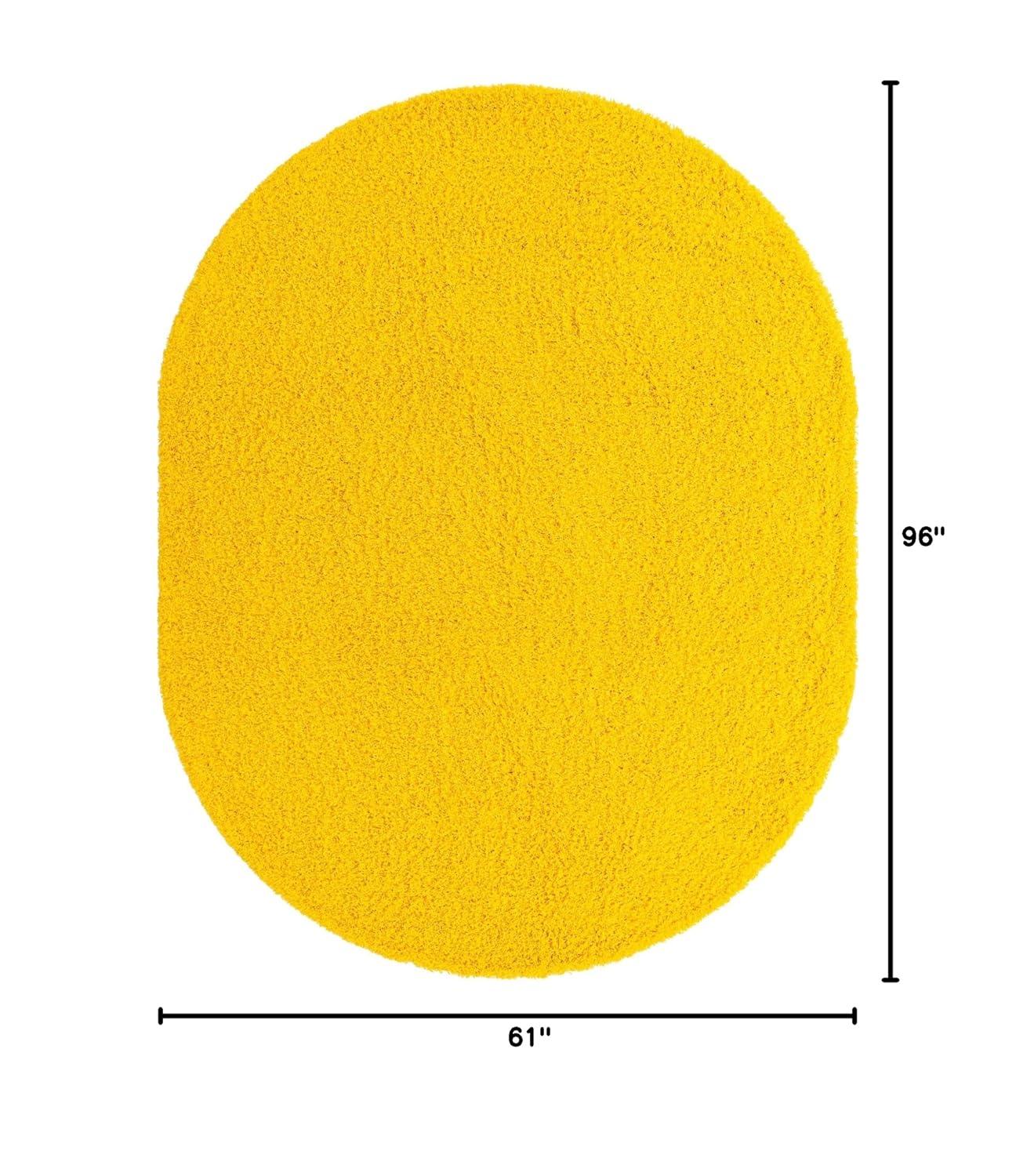 Unique Loom Solid Shag Collection Area Rug (5' 3" x 8' Oval Tuscan Sun Yellow)