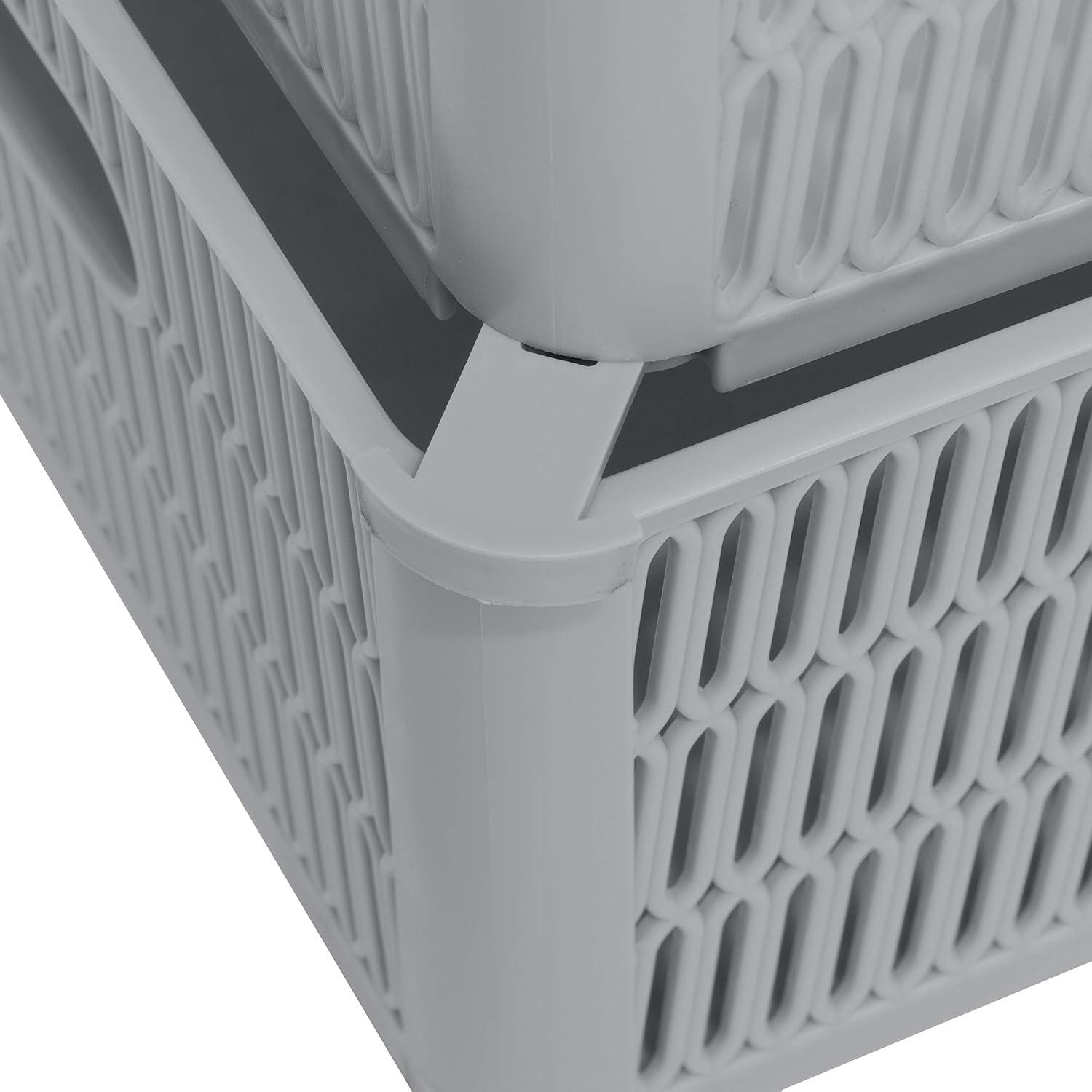 Simplify Slide 2 Stack It 2 Pack Plastic Storage Basket in Grey