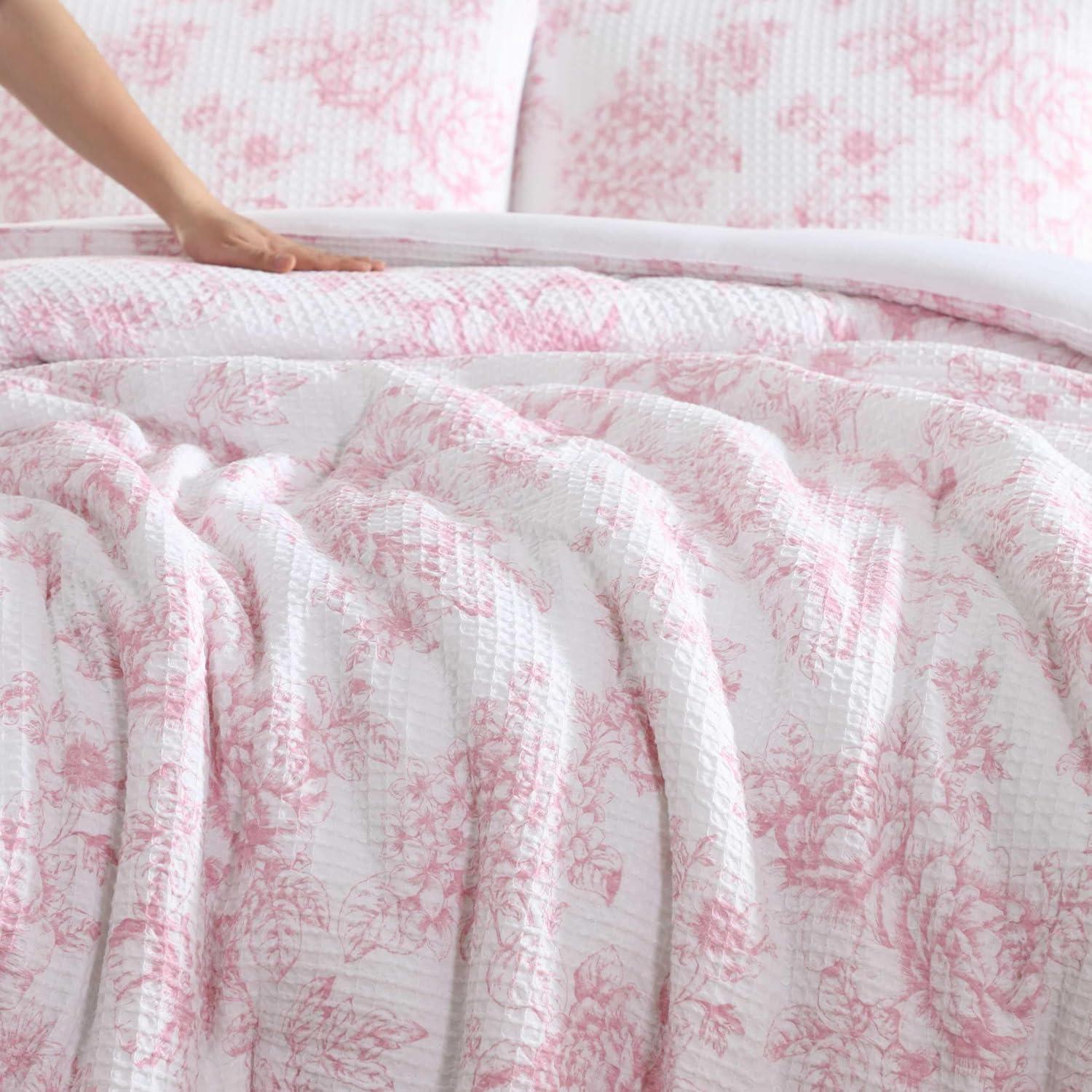 Laura Ashley Laura Ashley Delphine Waffle Pink Comforter Set