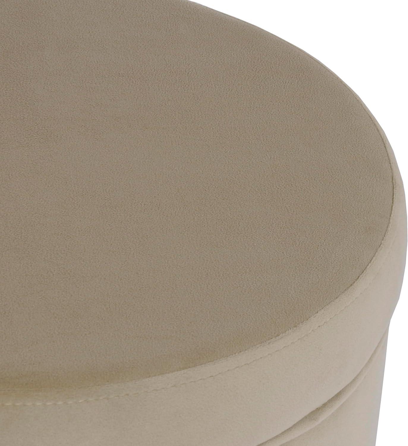 HomePop Round Storage Ottoman, Fawn Velvet