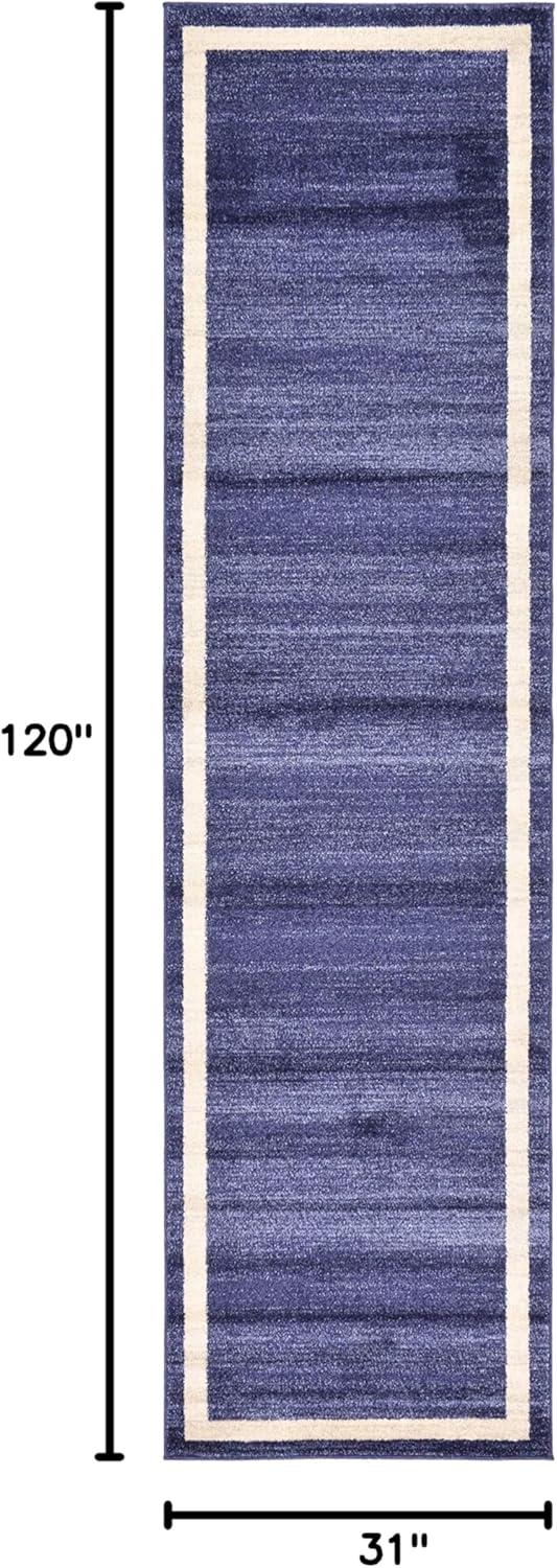 Unique Loom Del Mar Collection Area Rug - Maria (2' 7" x 10' Runner Navy Blue/Ivory)