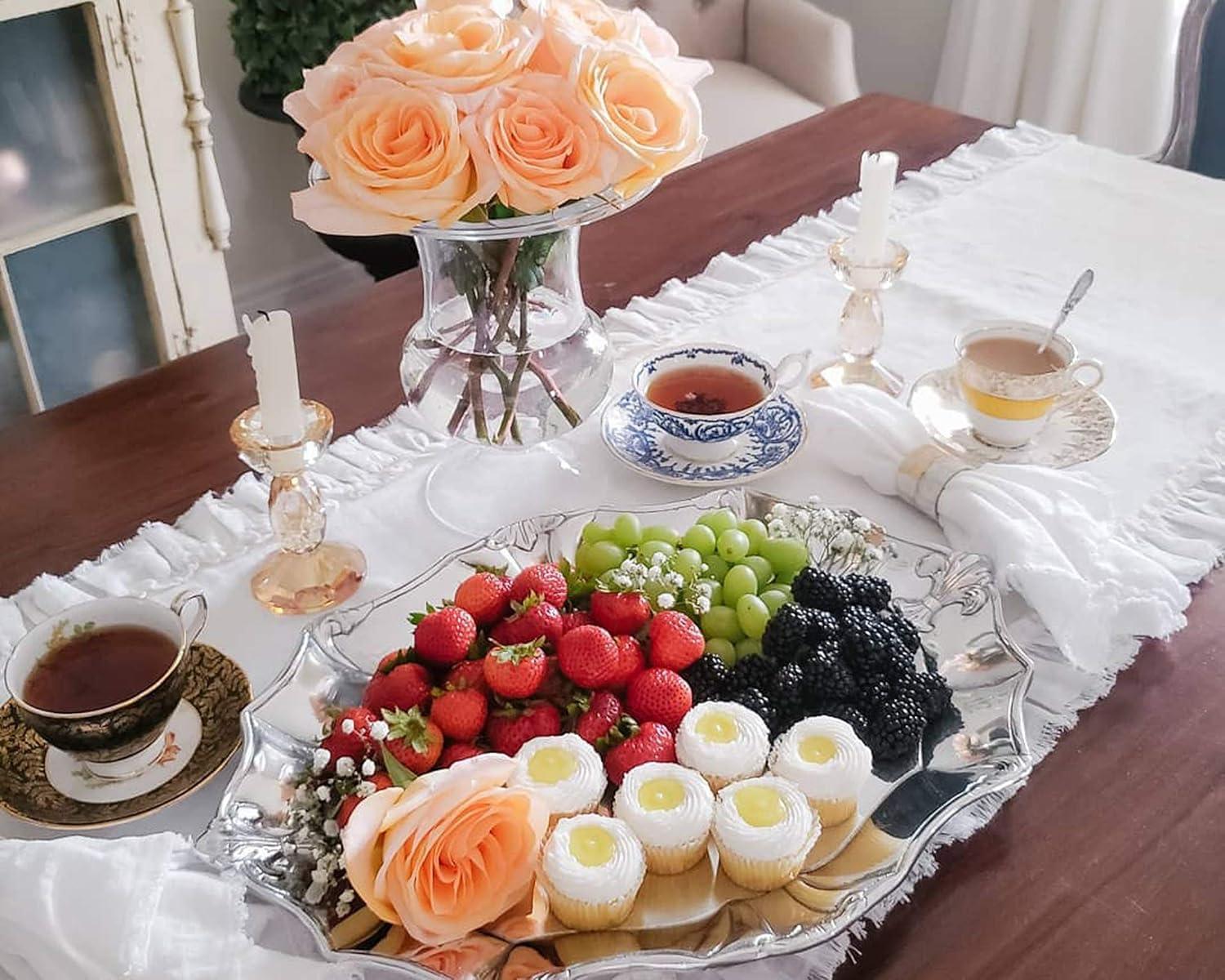 Elegant Aluminum Oval Serving Platter with Fleur-De-Lis Design