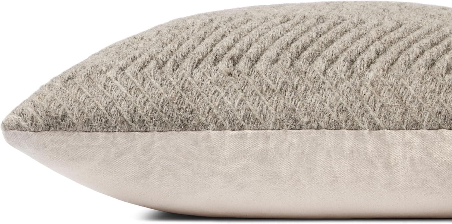 Natural Beige Chevron Wool Polyester 22'' Throw Pillow