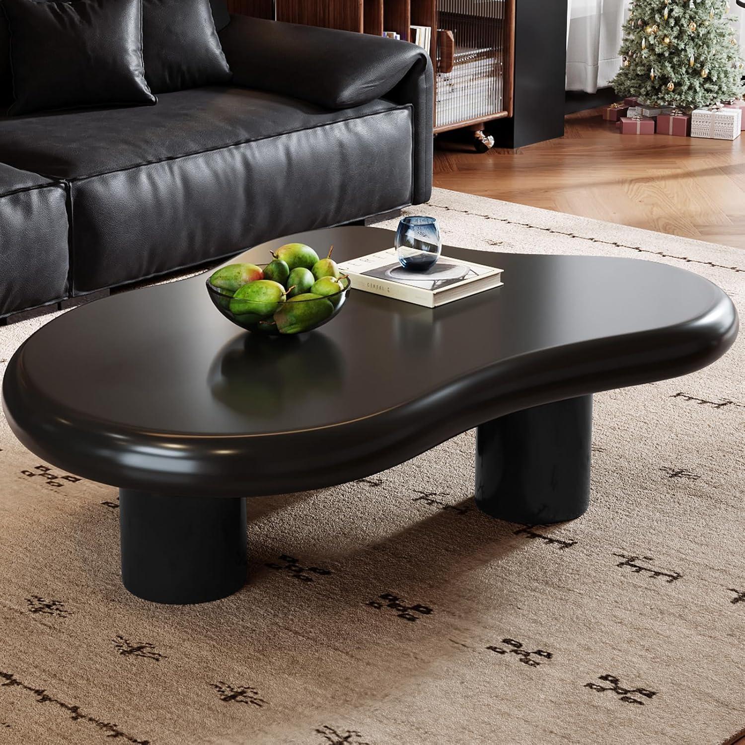 Guyii Cloud Coffee Table, Irregular Coffee Table for Living Room with 3 Legs, White 46.06 Inch