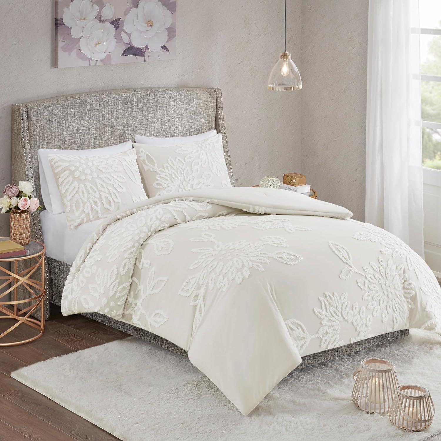 Kelly Clarkson Home Gwyneth 3 Piece Tufted Cotton Chenille Floral Duvet Cover Set