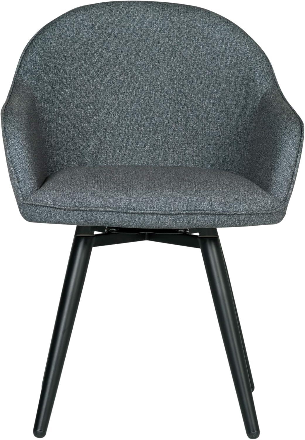 Charcoal Gray Metal Swivel Armchair with Upholstered Seat