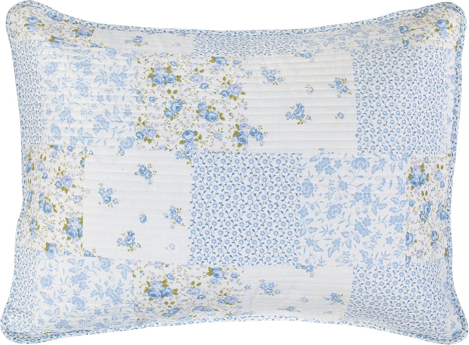 Laura Ashley Kenna Cotton Reversible Blue Quilt Set