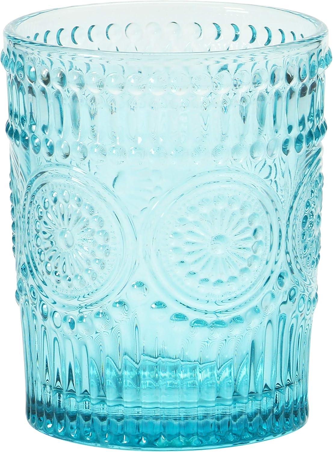 Creative Co-Op 12 oz. Embossed Drinking Glass, 4 Colors