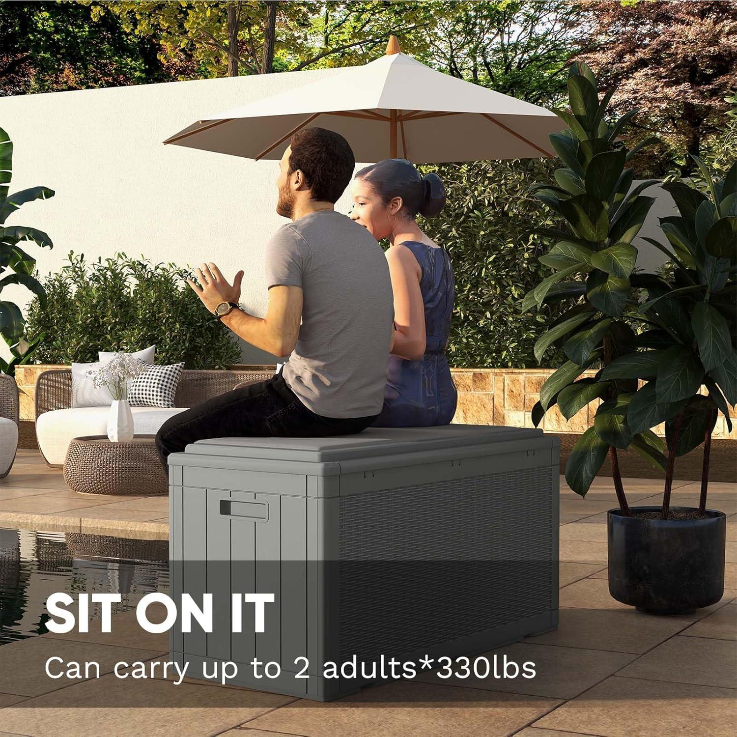 Patiowell 100 Gallons Water Resistant Resin Lockable Deck Box