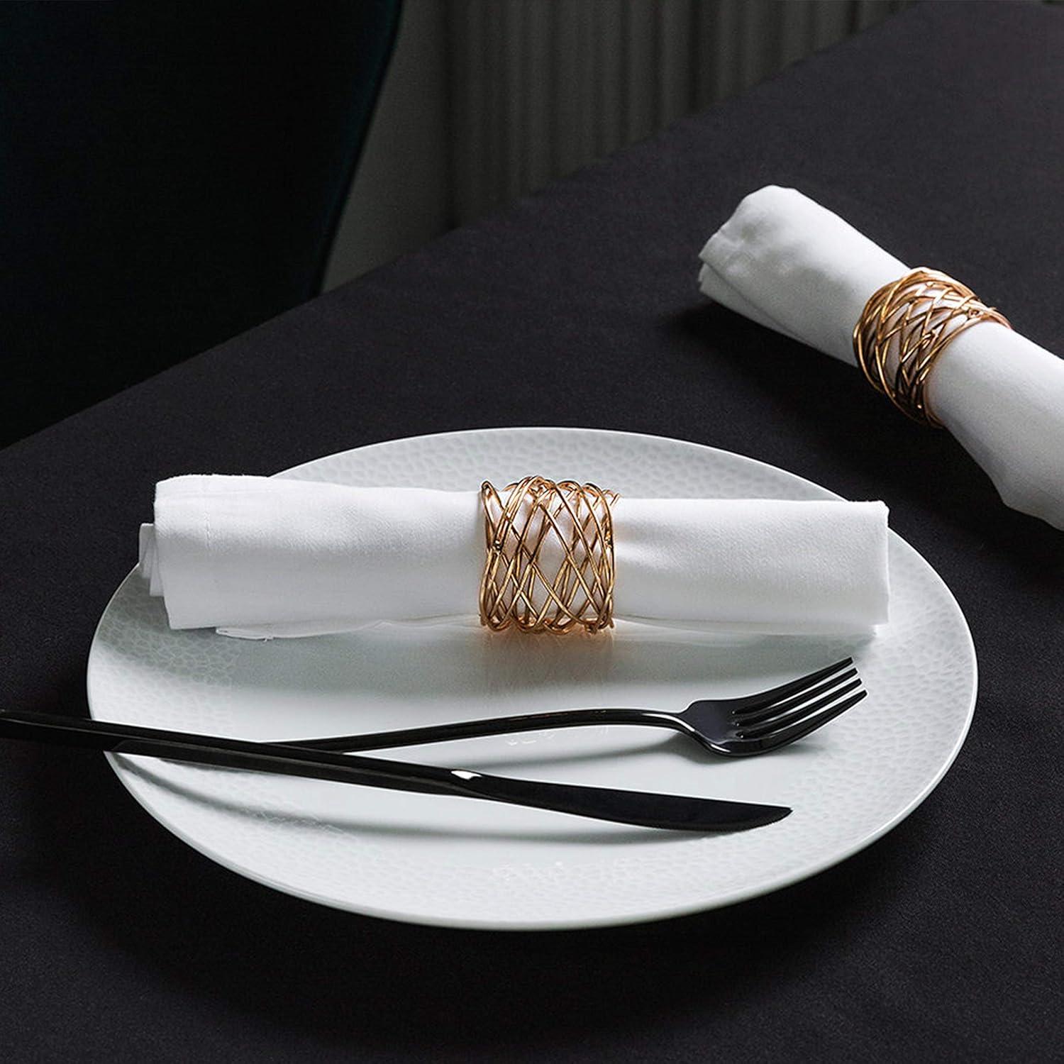 12PCS – Napkin Rings, Gold Napkin Rings Set of 12, Holiday Napkin Holders for Dining, Anniversary, Birthday, Christmas, Easter, Fall, Halloween, Thanksgiving, Party of Table Setting