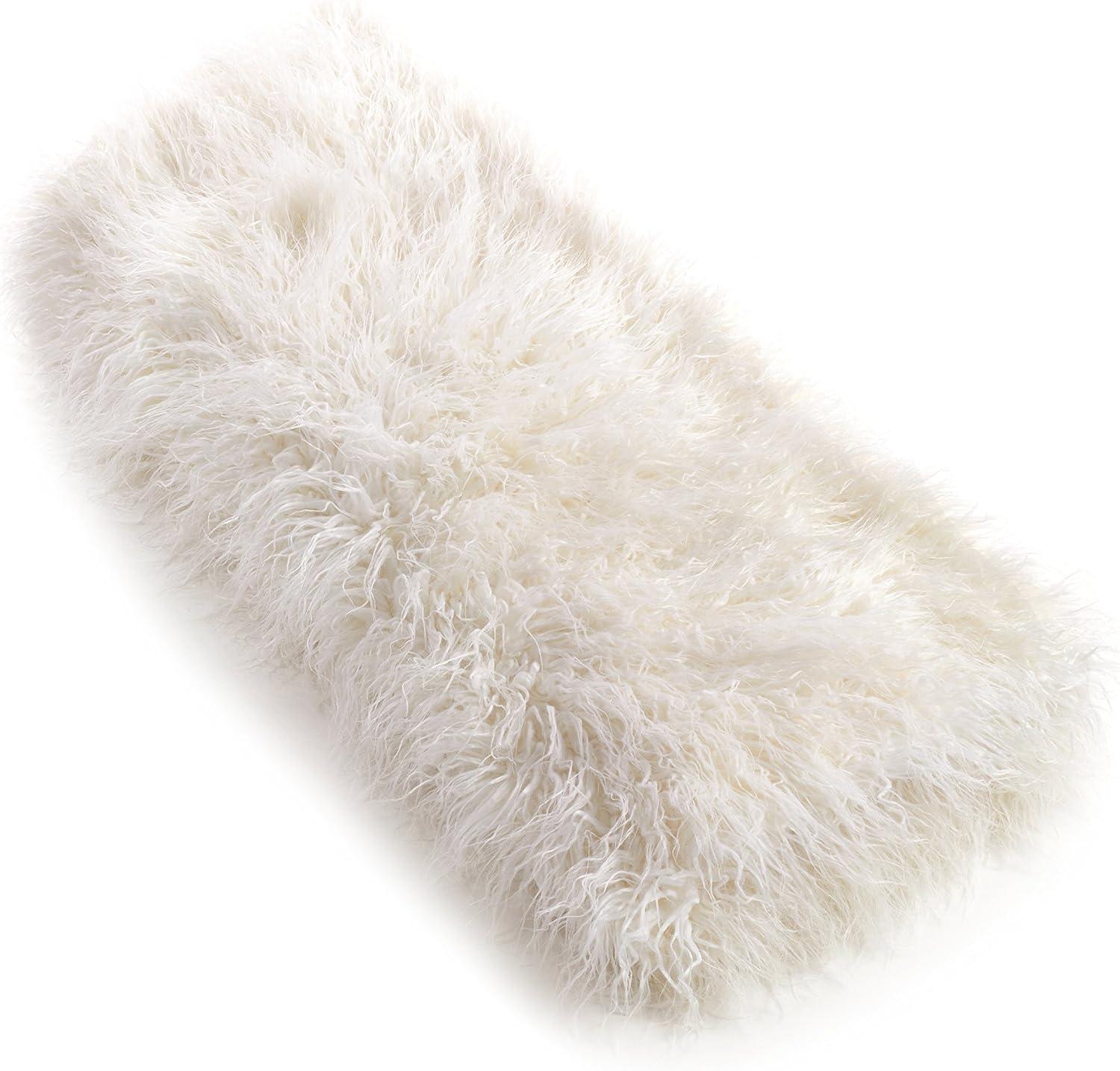 Saro Lifestyle Faux Mongolian Fur Throw, 50"x60", Off-White