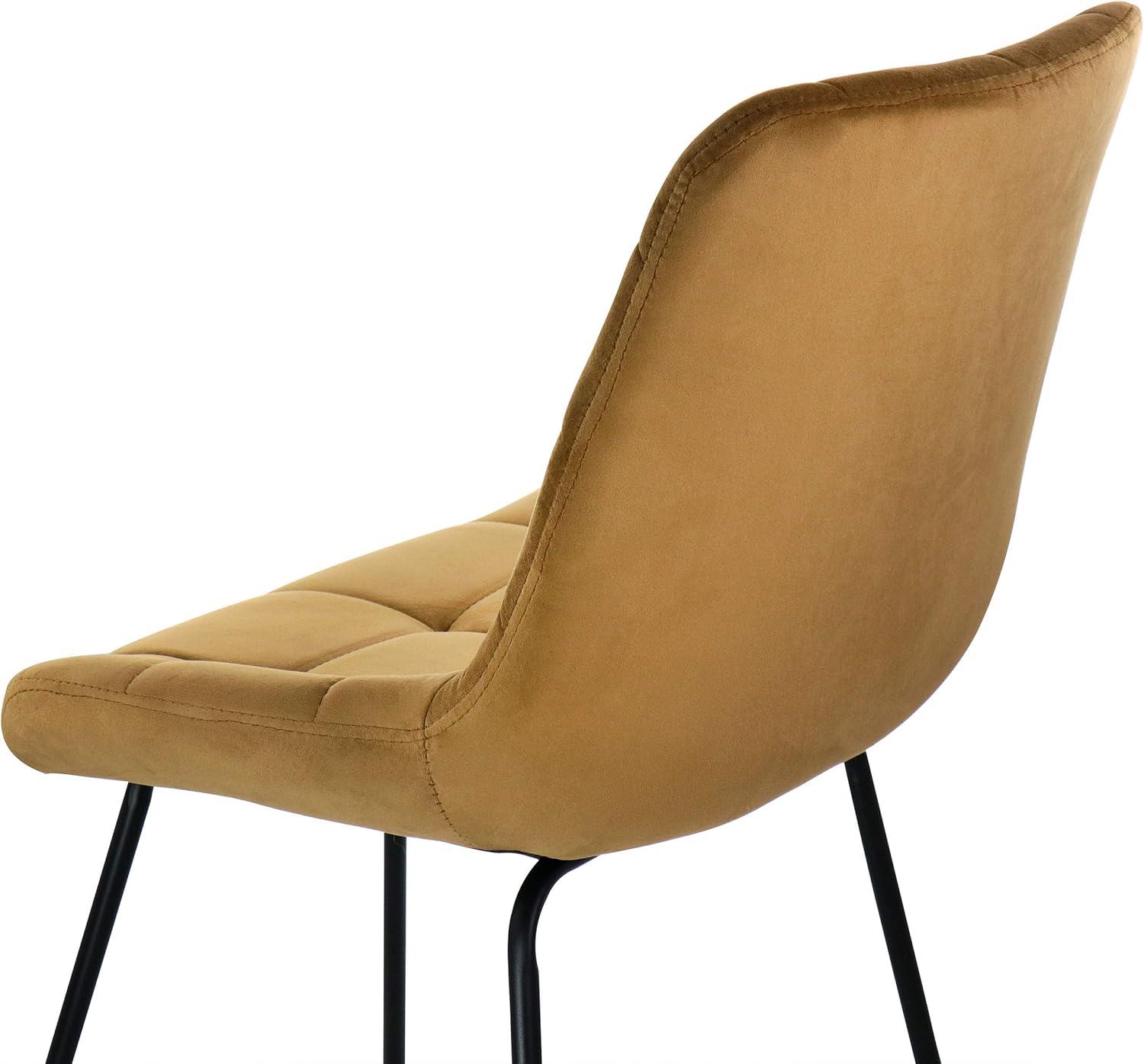 Elama Tufted Chair in Brown with Metal Legs (Set of 2)