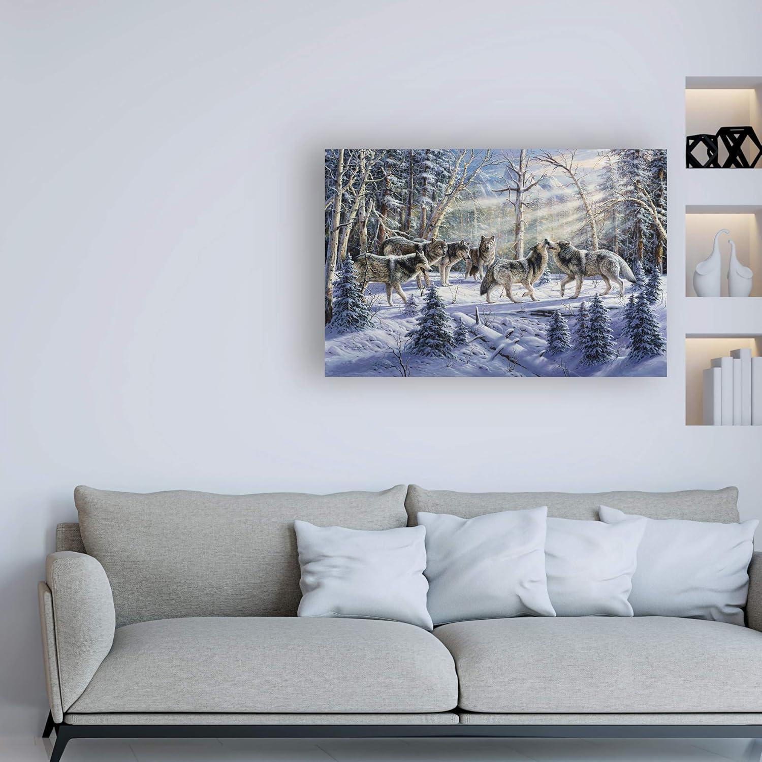 Kindred Spirits Wolves Winter Landscape Canvas Art