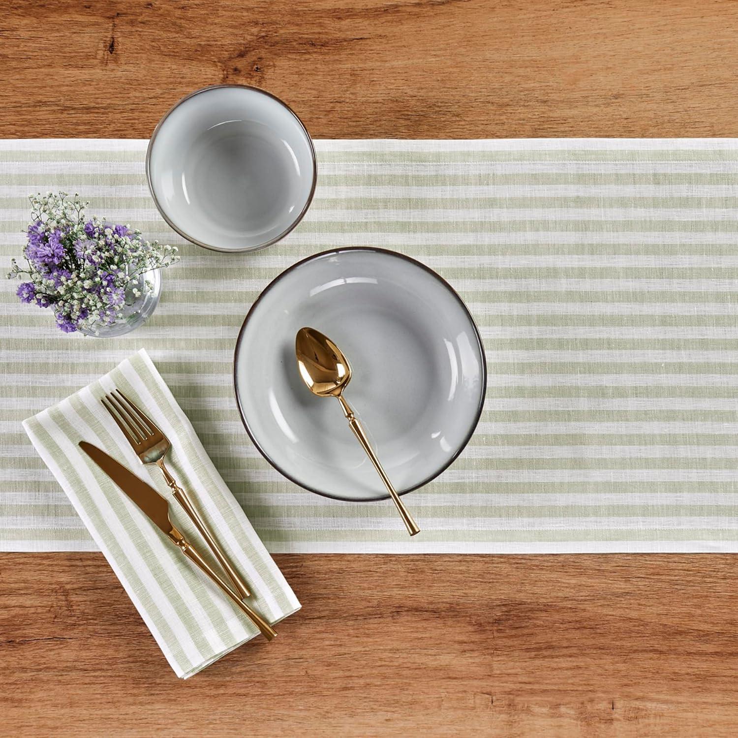 Amalfi Stripe - 100% Pure Linen Square Dinner Napkins (Set of 4)