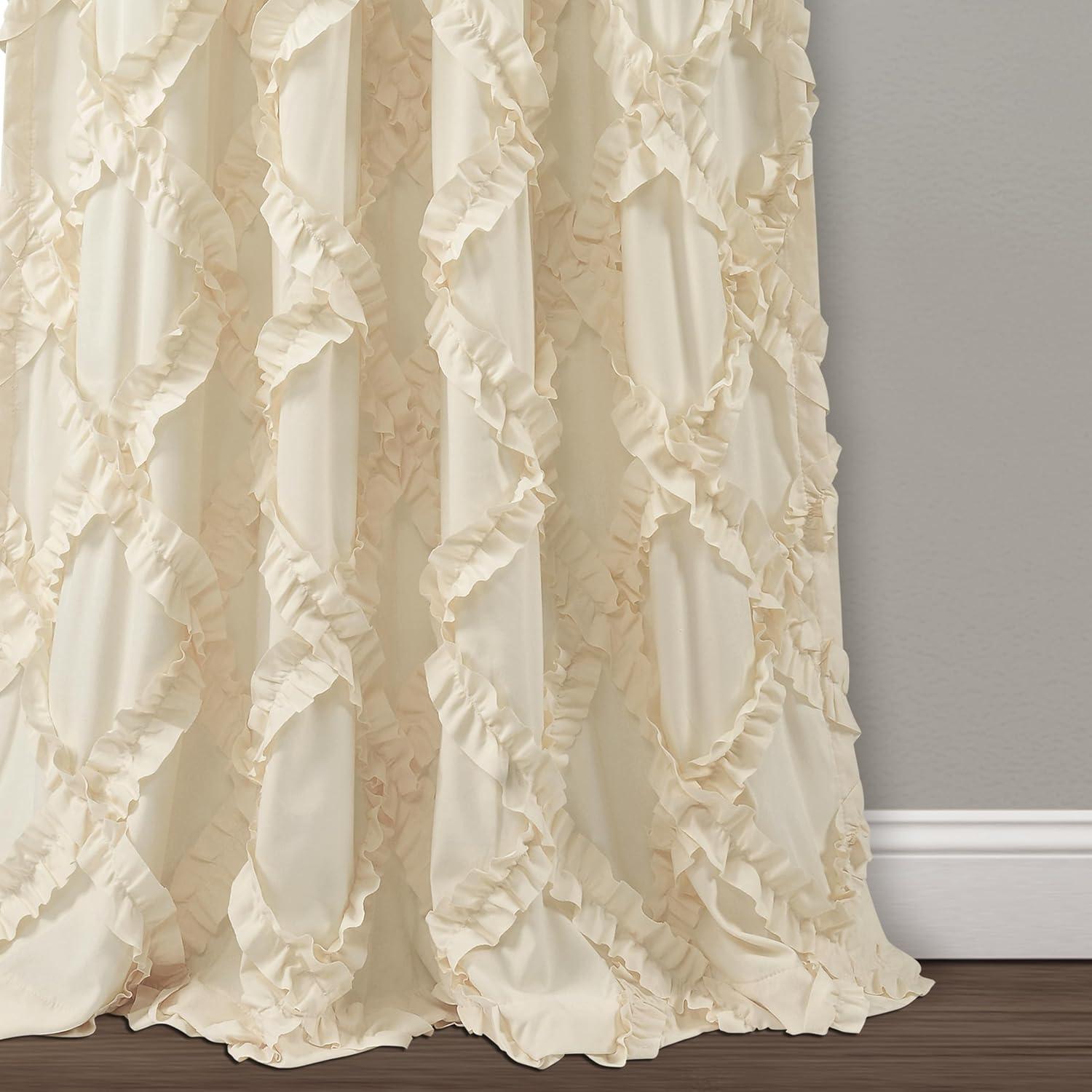 Lush Decor Ruffle Diamond Polyester Semi Sheer Curtain Pair (Set of 2)