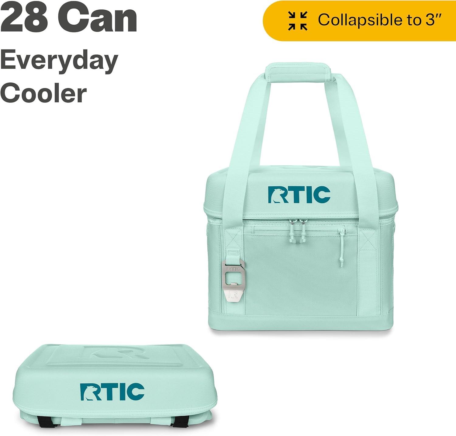 RTIC 28 Can Everyday Soft Cooler, 27 qt Collapsible with Bottle Opener, Fresh Mint