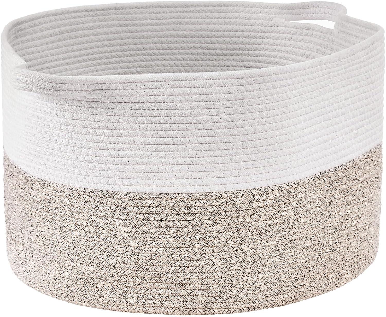 VEVOR Cotton Rope Storage Basket 67L Woven Blanket Basket 20 x 20 x 13 in