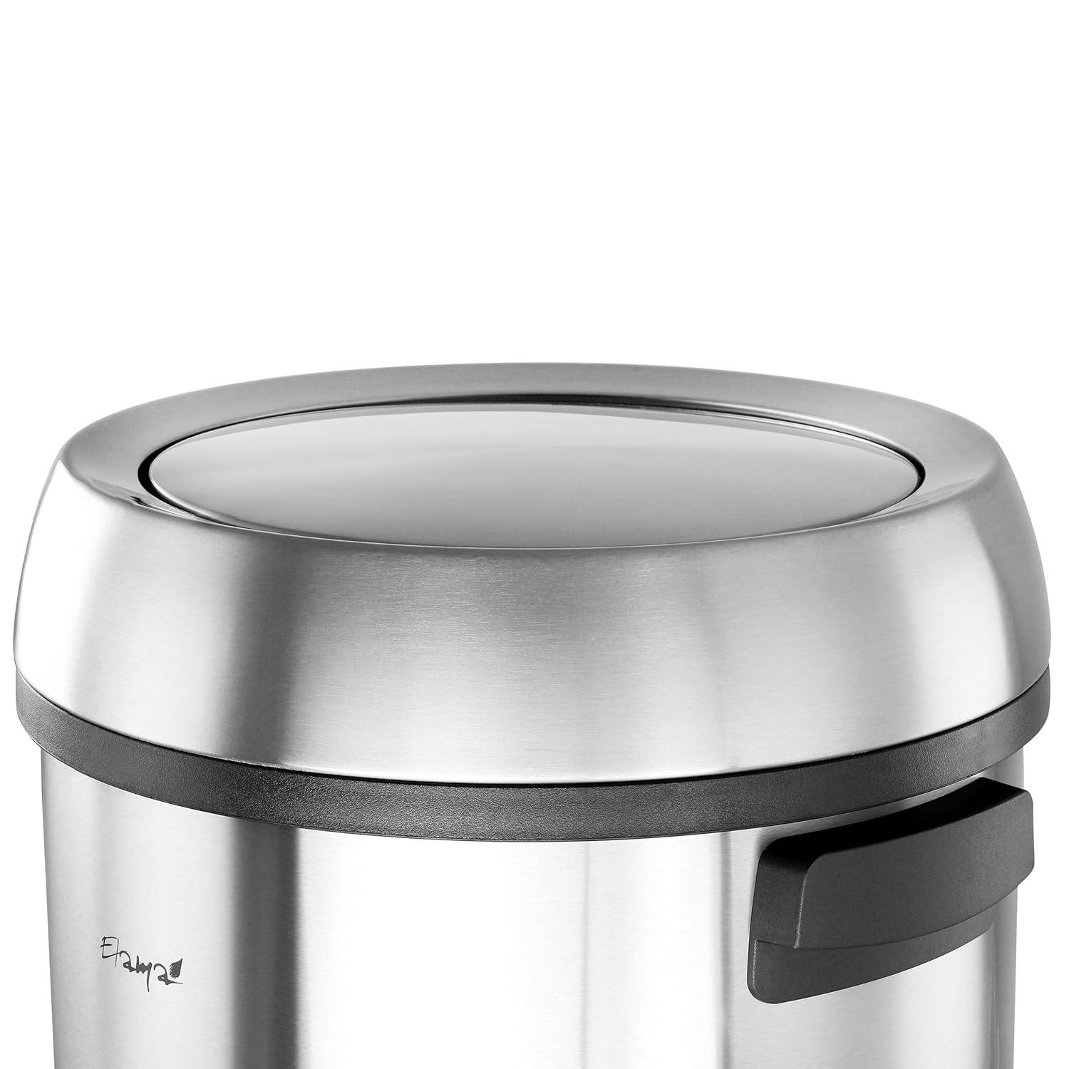 Elama 65 Liter Stainless Steel Swing Lid Trash Bin