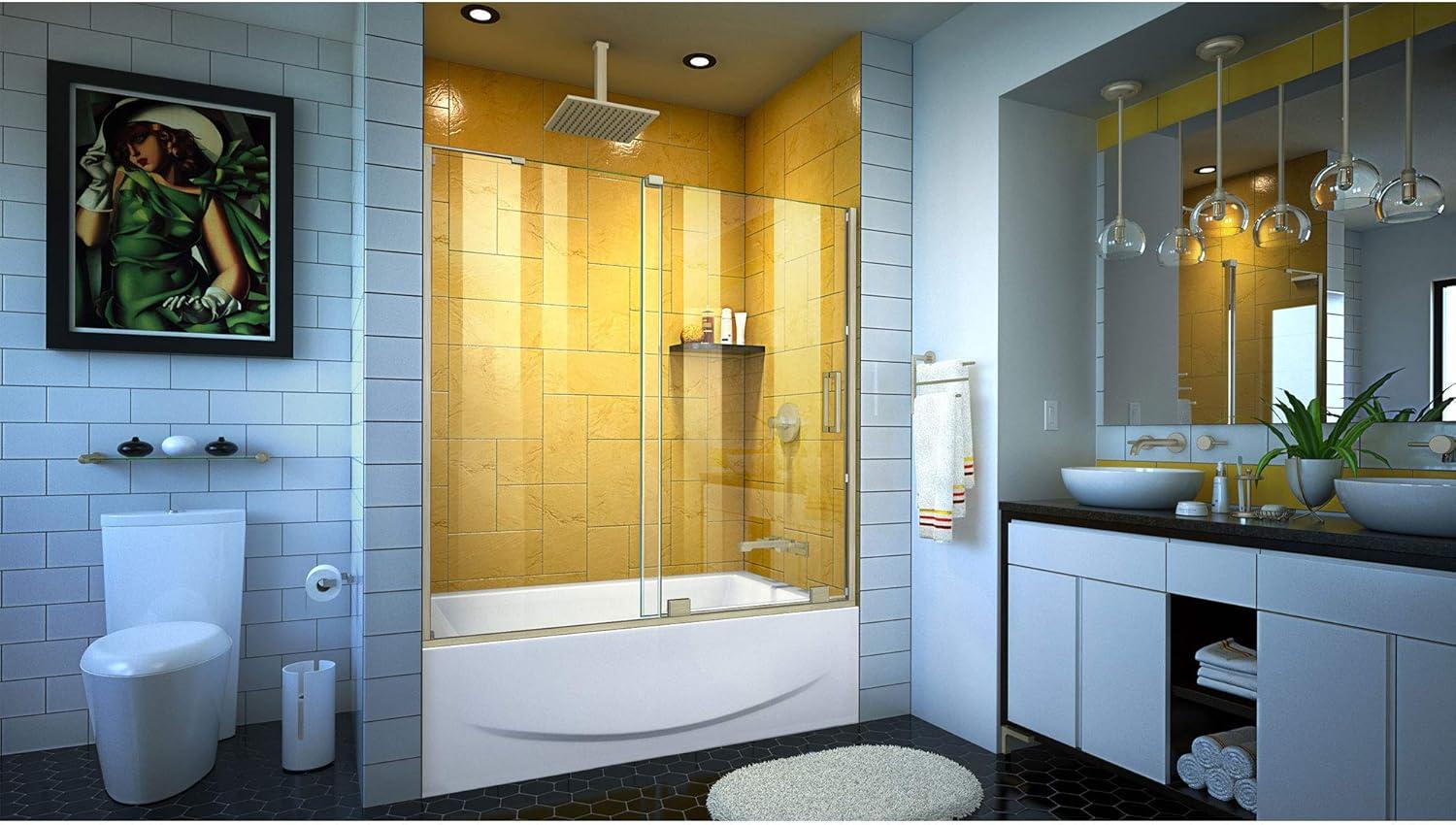 Mirage-Z 56'' W x 58" H Single Sliding Frameless Tub Door with ClearMax™ Technology