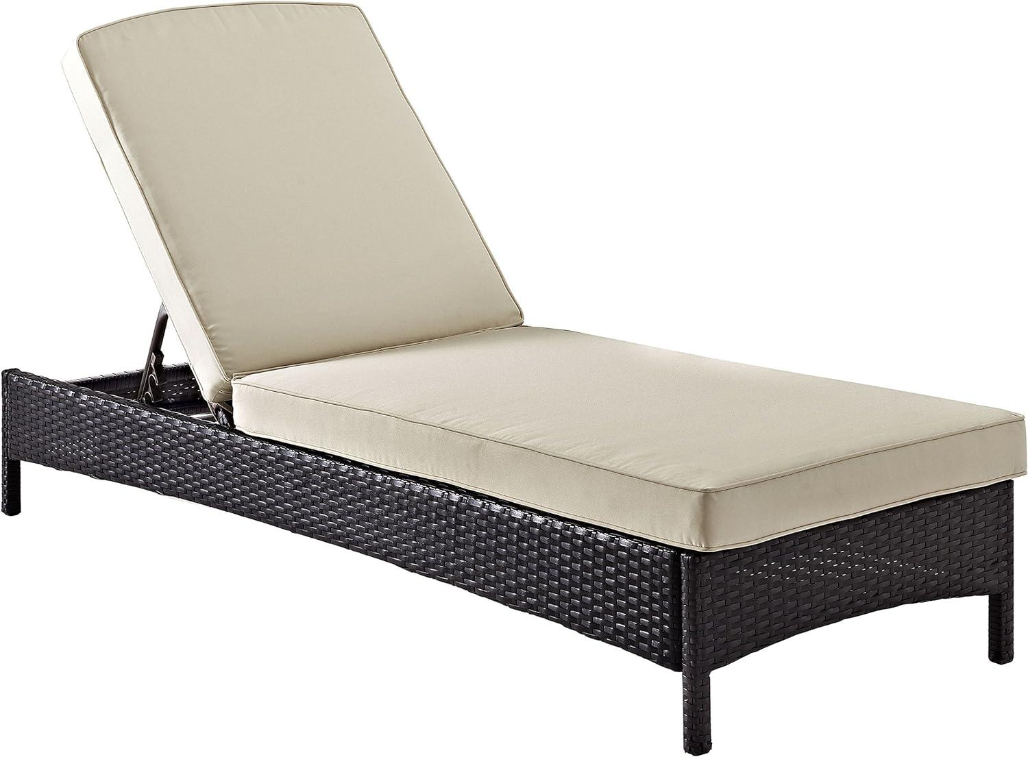 Beige Cushioned Steel Frame Outdoor Chaise Lounge