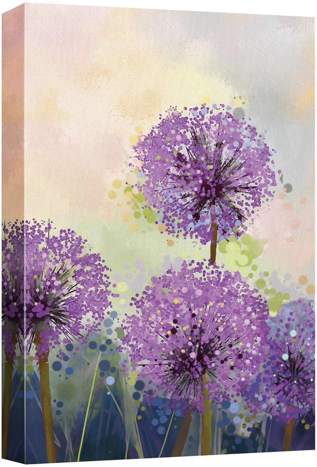 wall26 Canvas Wall Art - Watercolor Style Purple Flowers - Giclee Print Gallery Wrap Modern Home Art Ready to Hang - 16x24 inches