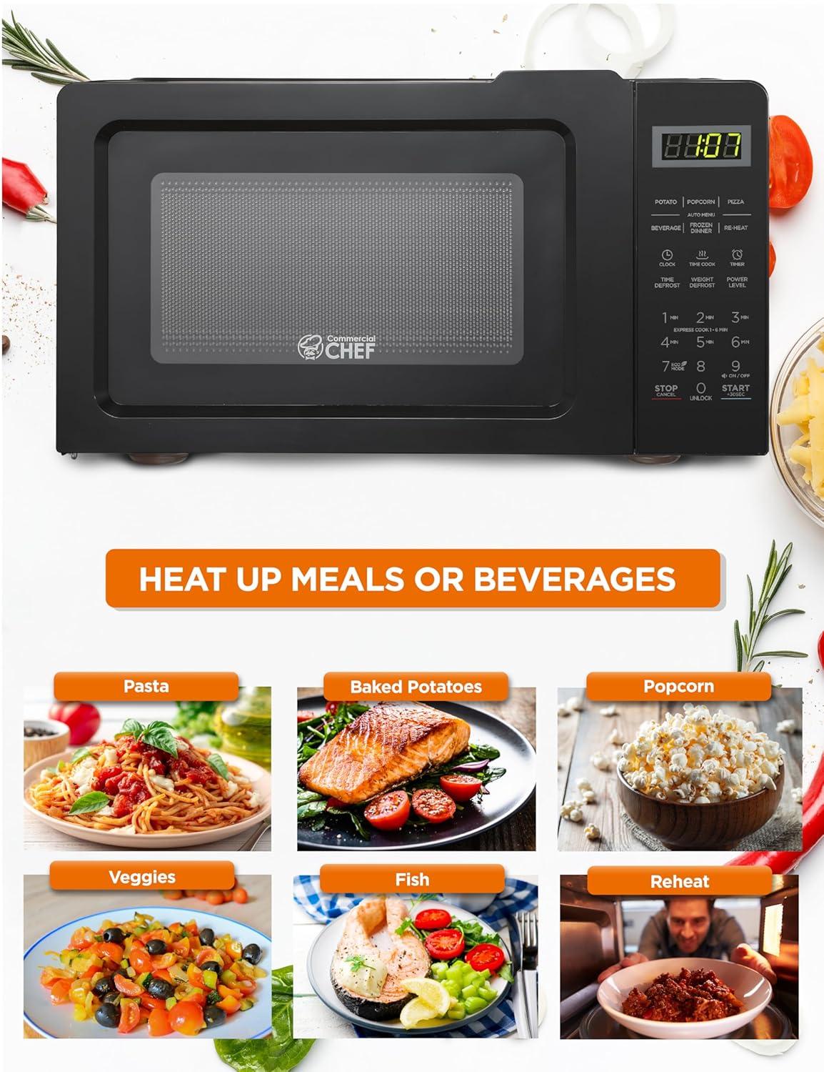 Commercial Chef CHM770B 0.7 cu. ft. Microwave Oven, Black