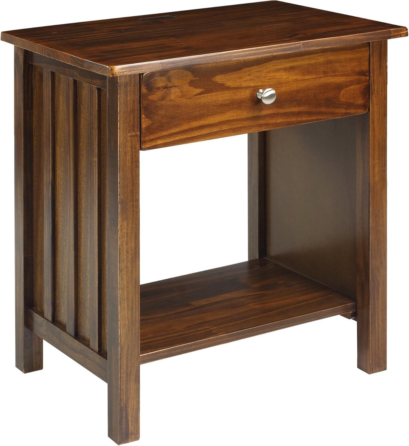 Warm Brown Vanderbilt Nightstand with Built-in USB Port