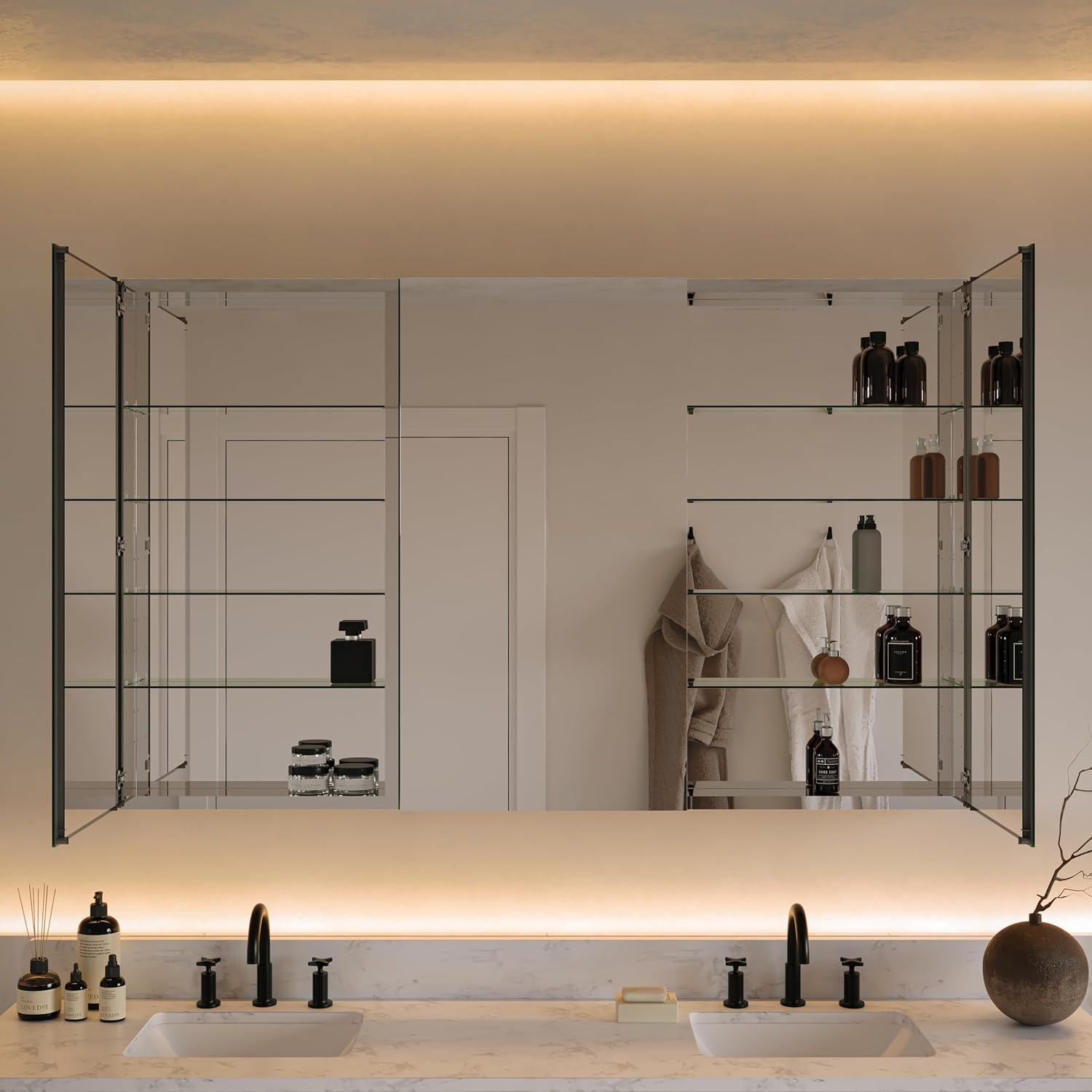 Senza Recessed/Surface Mount Rectangular Frameless Bathroom Medicine Cabinet