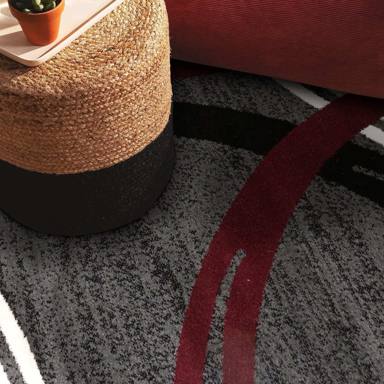 World Rug Gallery Contemporary Abstract Circles Design Red 6'6" Round Area Rug