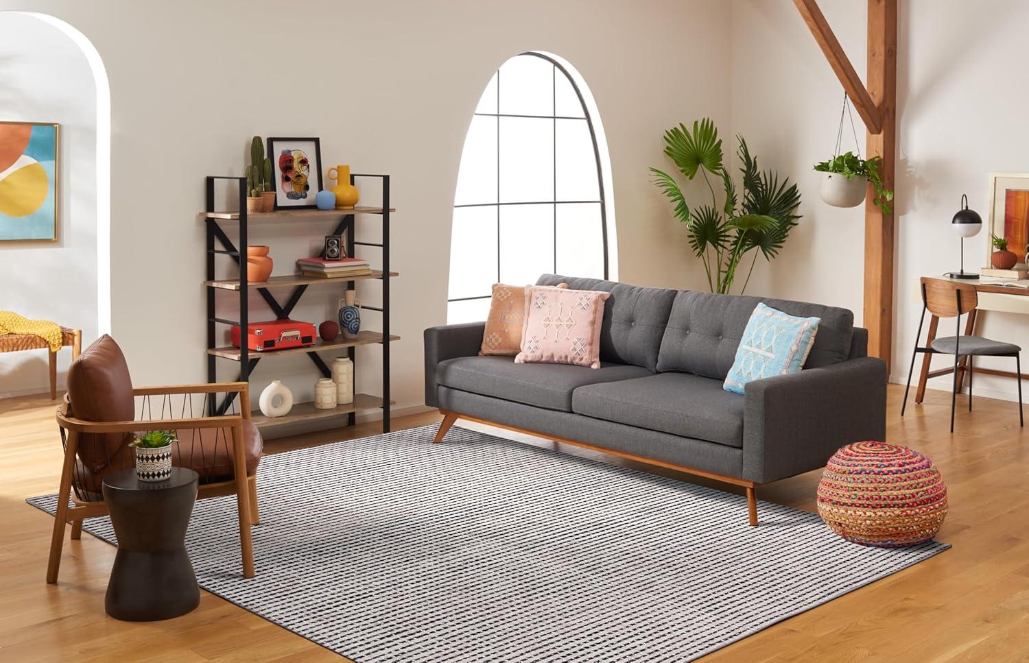 SAFAVIEH Area Rug 8x10 - Abstract Collection - Large - Black & Ivory, Handmade Wool, Ideal for Living Room, Bedroom, Office, Dining Space (ABT853Z)