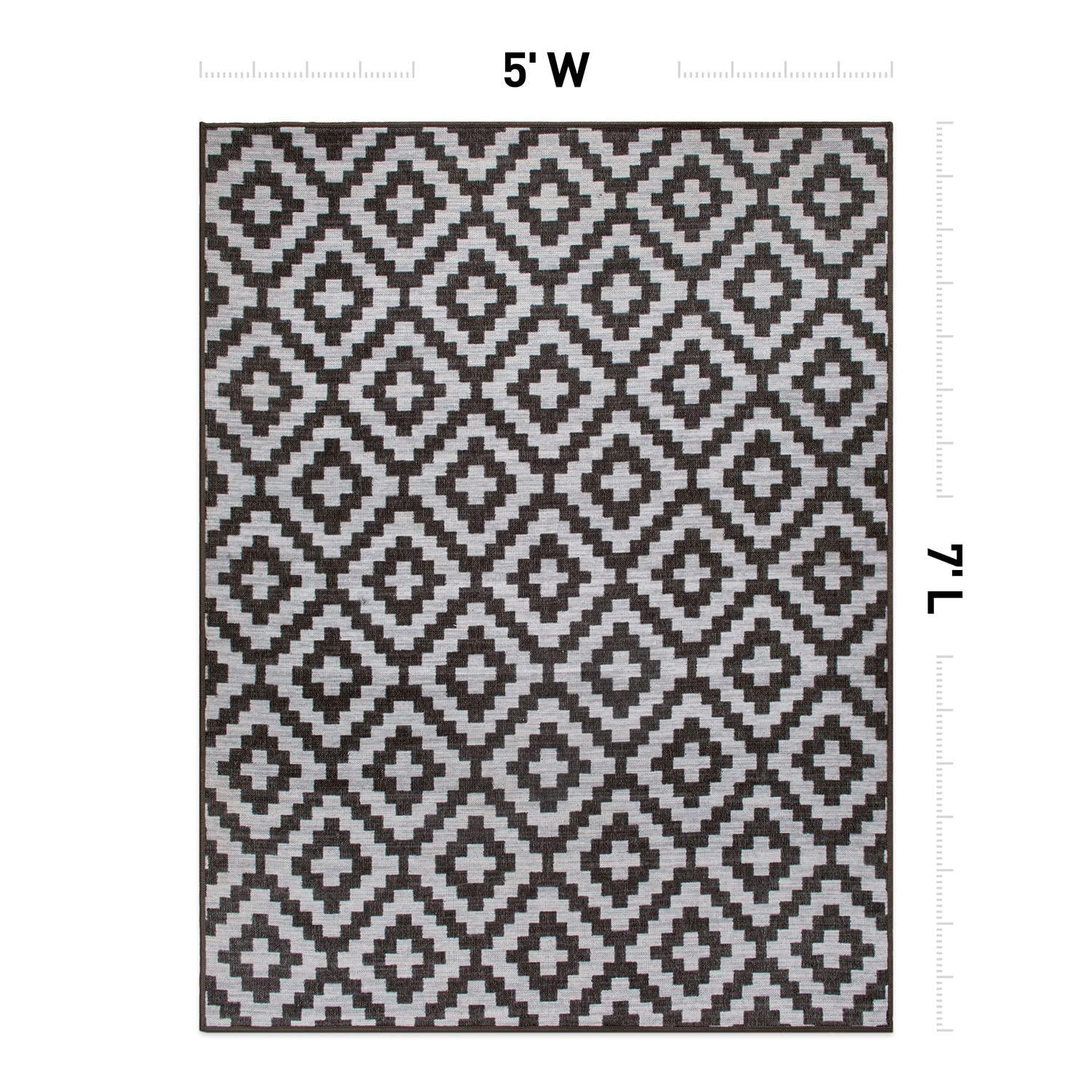 World Rug Gallery Contemporary Geometric Trellis Indoor/Outdoor Area Rug - GRAY 5' X 7'
