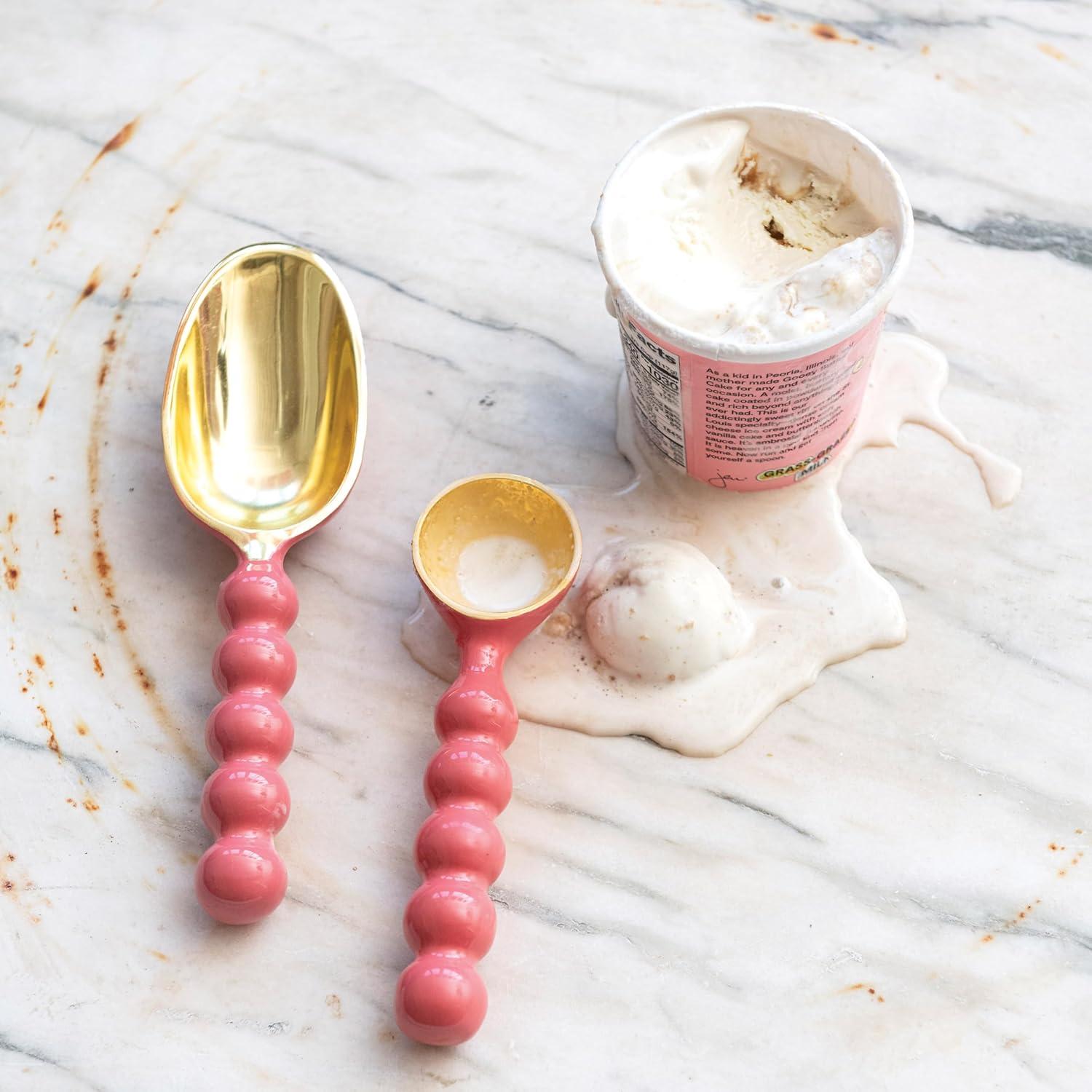 Pink and Gold Enameled Aluminum Ice Cream Scoop