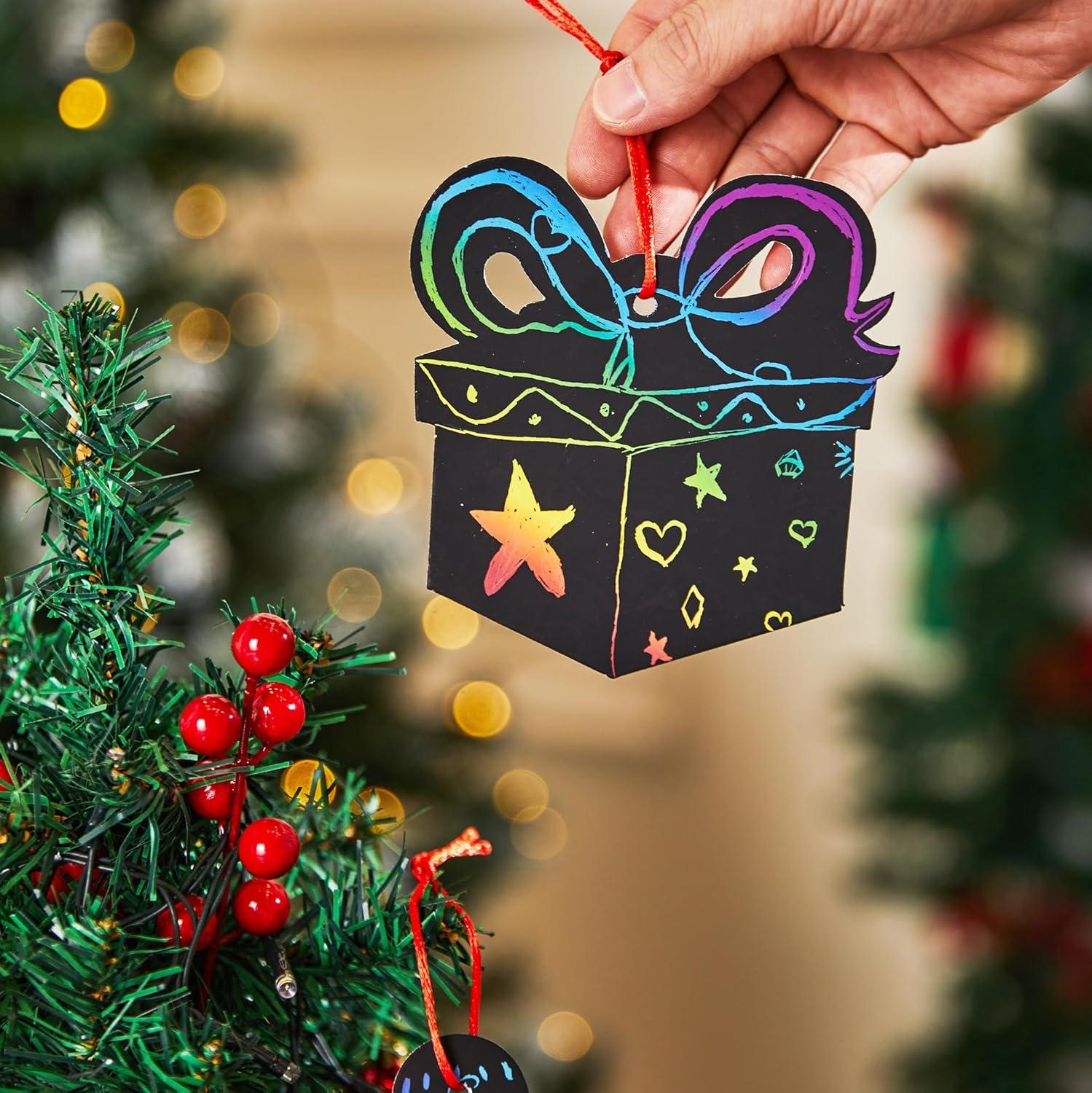 JOYFY 72pcs Rainbow Christmas Scratch Cards Ornament