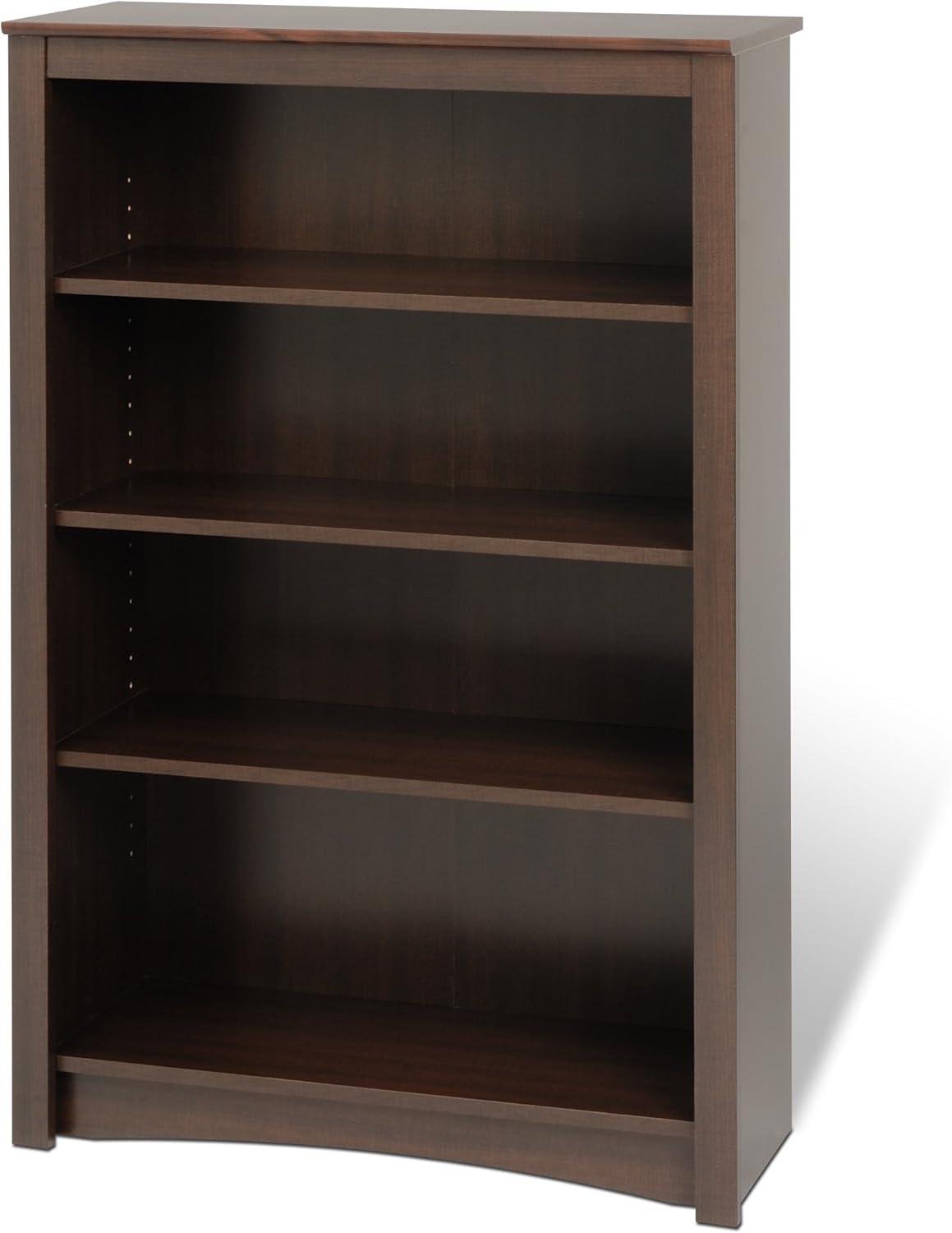 4 Shelf Bookcase Espresso - Prepac: Laminated Wood Composite, Metal Hardware, 80 lbs Capacity