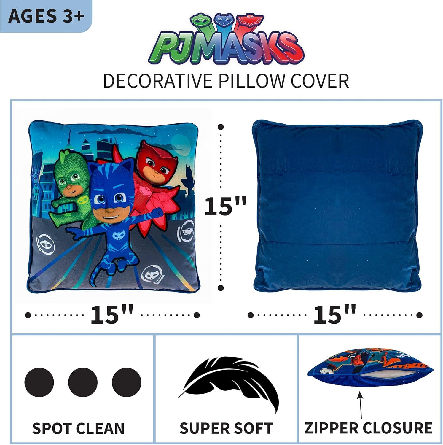Franco Kids Bedding Soft Decorative Pillow Cover, 15 in x 15 in, PJ Masks