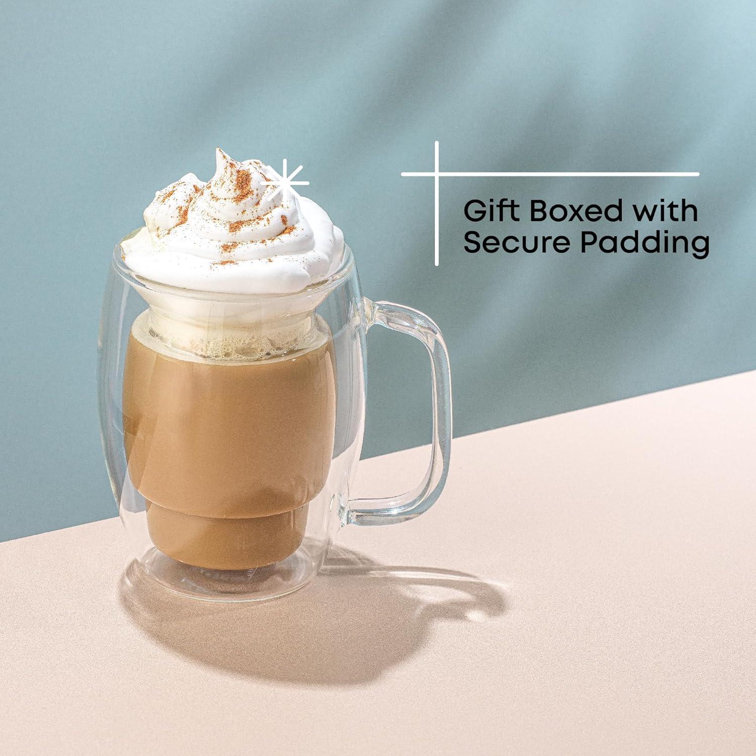 JoyJolt JoyJolt Cadus Double Wall Coffee Tea Glasses, 16oz (Set of 2)